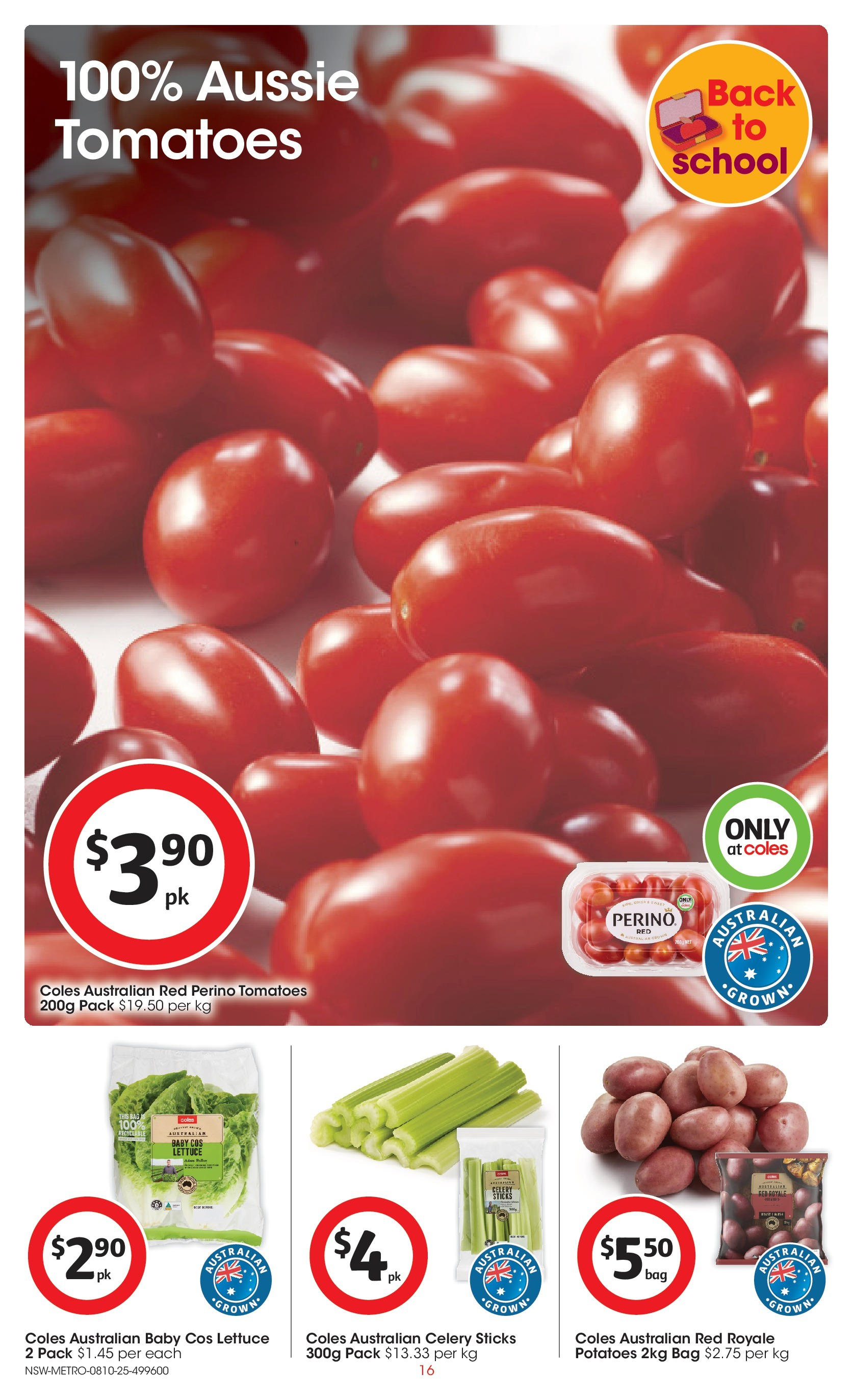 ﻿﻿Coles catalogue valid from 07/10/2025 > Online Australia | Page: 16 | Products: Lettuce, Tomatoes, Potatoes, Bag