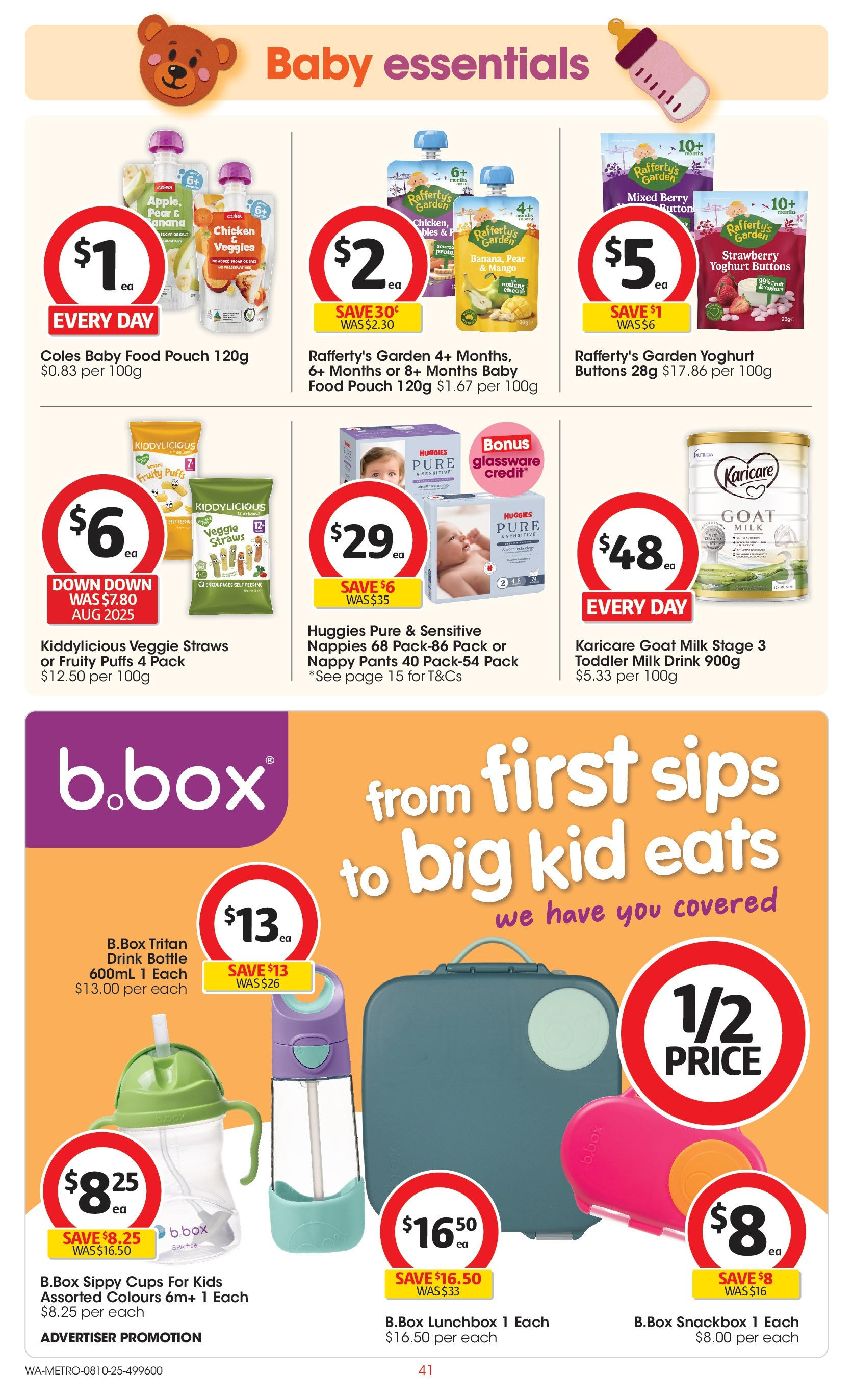 ﻿﻿Coles catalogue valid from 07/10/2025 > Online Australia | Page: 41 | Products: Milk, Glassware, Baby food, Straws
