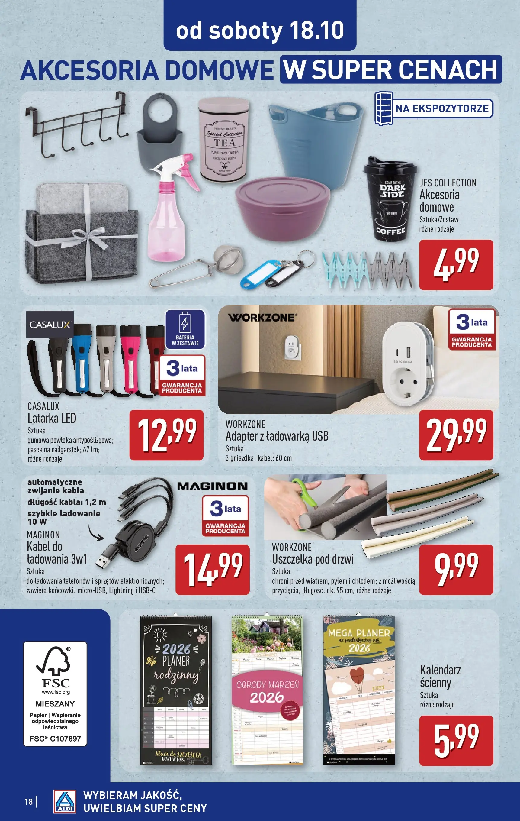 Aldi Gazetka - Artykuły przemysłowe i tekstylia od 13.10.2025 - Ulotka PDF, promocje | Strona: 18 | Produkty: Kabel, Ładowarka, Adapter, USB