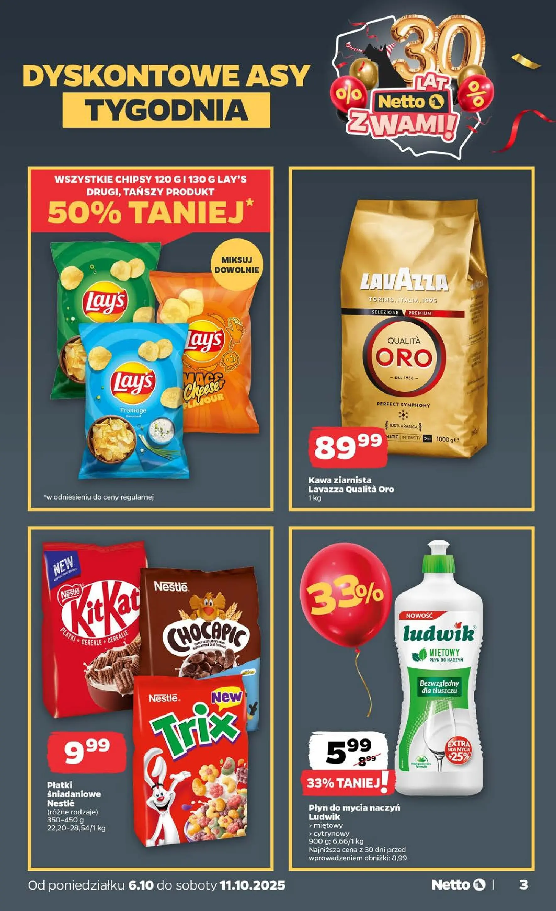 Netto - NETTO T41A ważne do 11.10 od 05.10.2025 - Aktualne promocje | Strona: 3 | Produkty: Kawa ziarnista Lavazza, Kawa ziarnista, Lavazza, Płyn do mycia naczyń