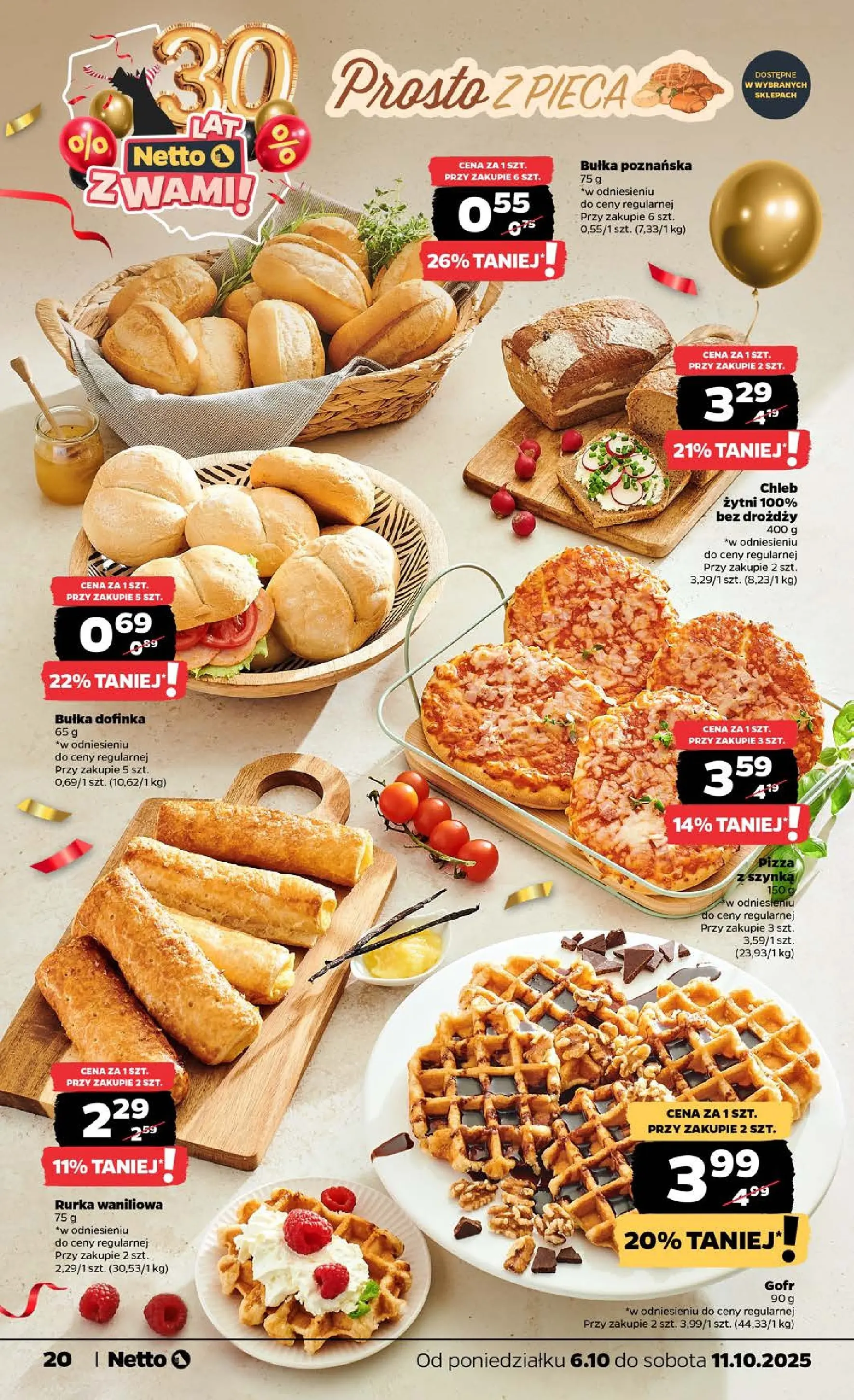 Netto - NETTO T41A ważne do 11.10 od 05.10.2025 - Aktualne promocje | Strona: 20 | Produkty: Szynka, Chleb, Pizza, Bułka poznańska