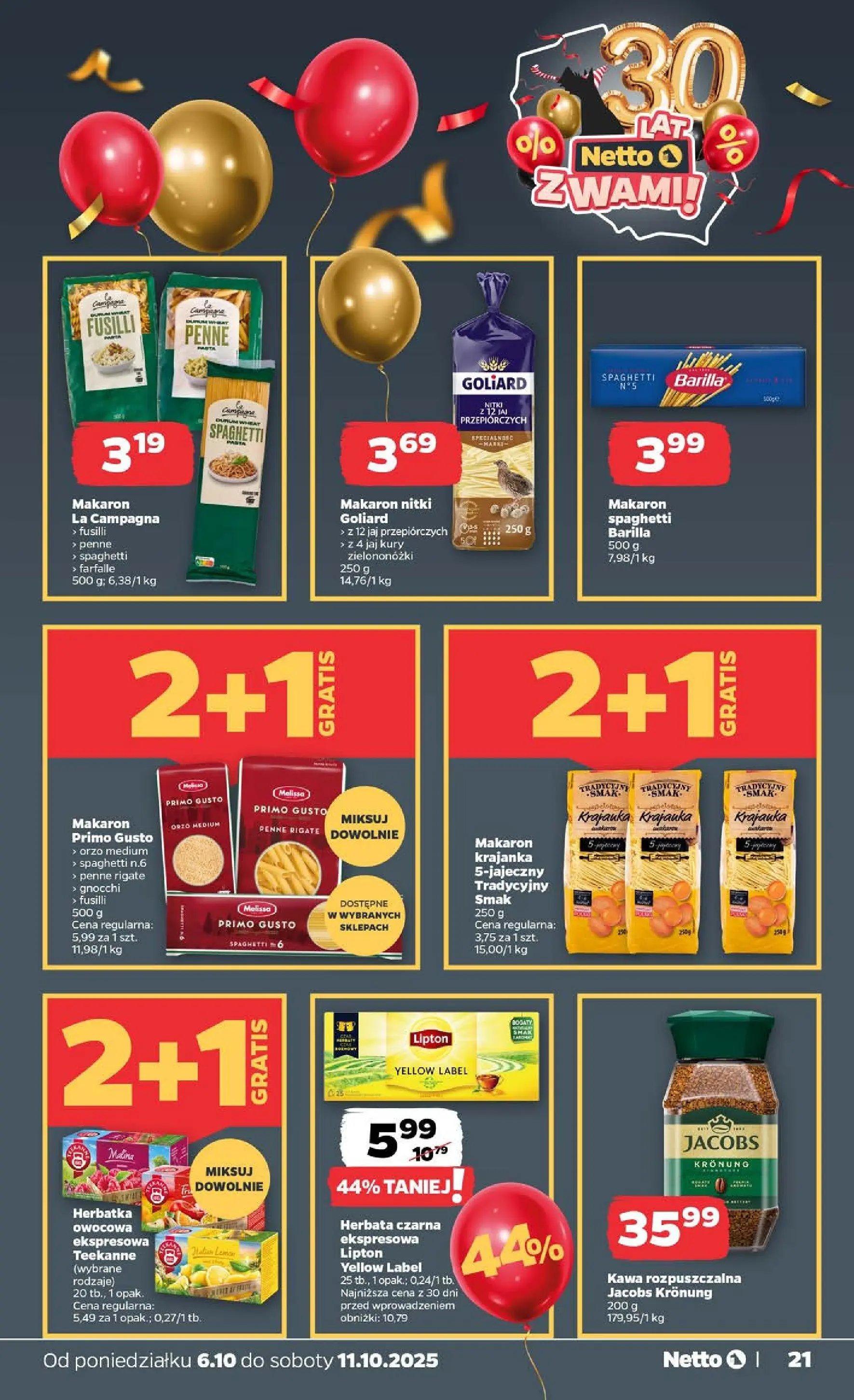 Netto - NETTO T41A ważne do 11.10 od 05.10.2025 - Aktualne promocje | Strona: 21 | Produkty: Penne, Gnocchi, Herbata, Makaron