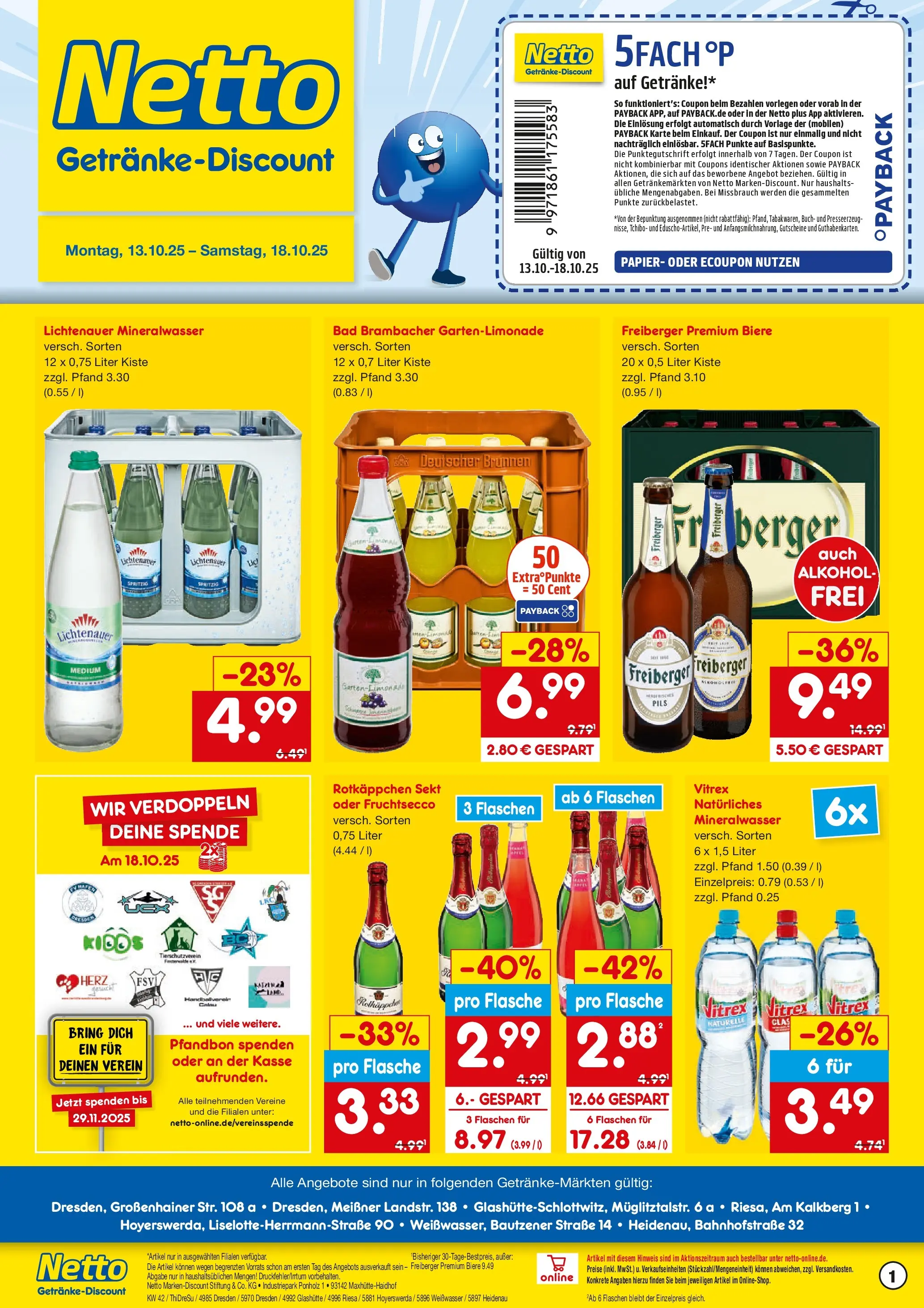 Netto Marken-Discount prospekt Dresden	 (ab 13.10.2025) » Angebote | Seite: 1 | Produkte: Rotkappchen sekt, Bad, Mineralwasser, Fruchtsecco