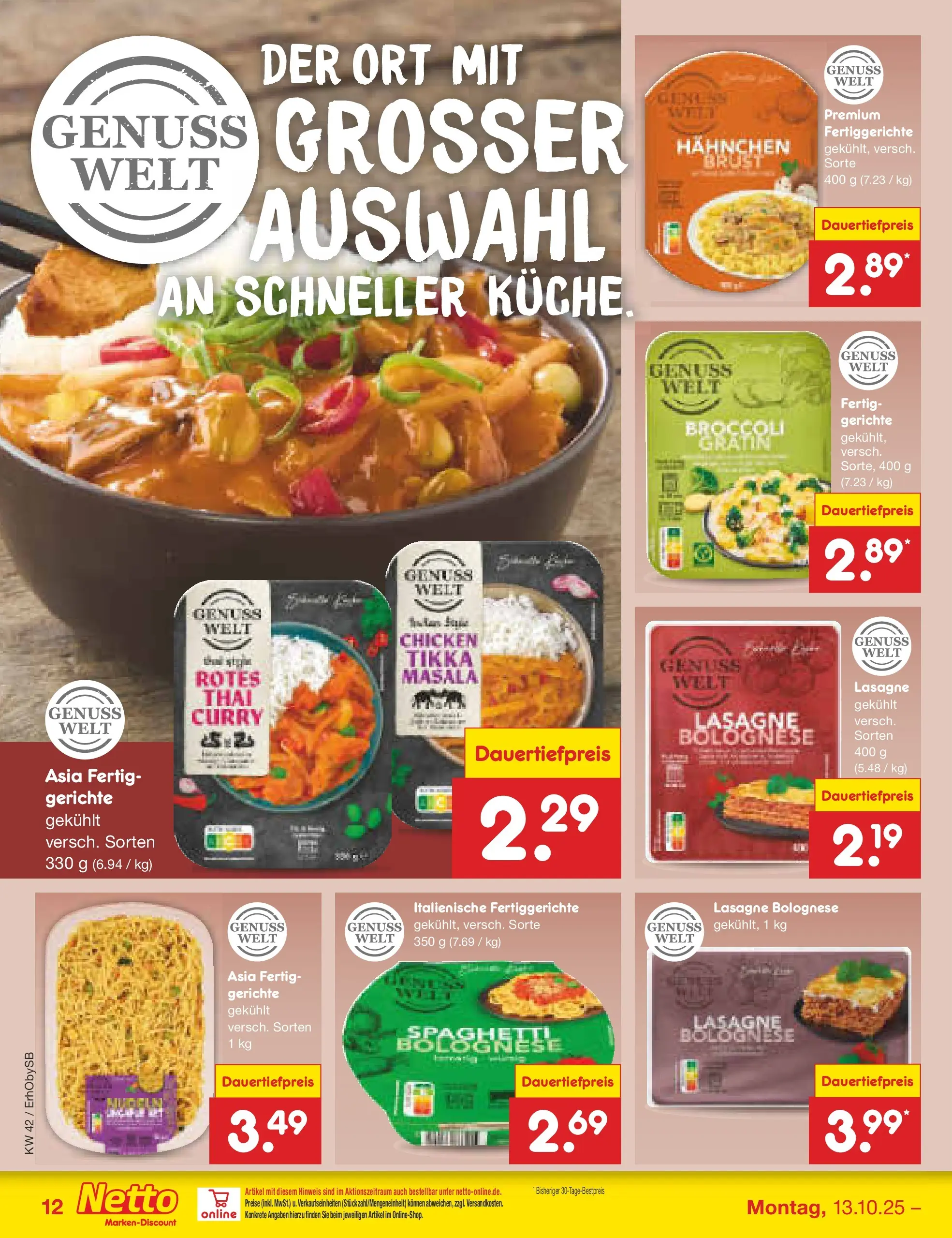 Netto Marken-Discount prospekt Mauern	 (ab 13.10.2025) » Angebote | Seite: 12 | Produkte: Hahnchen, Küche, Fertiggerichte