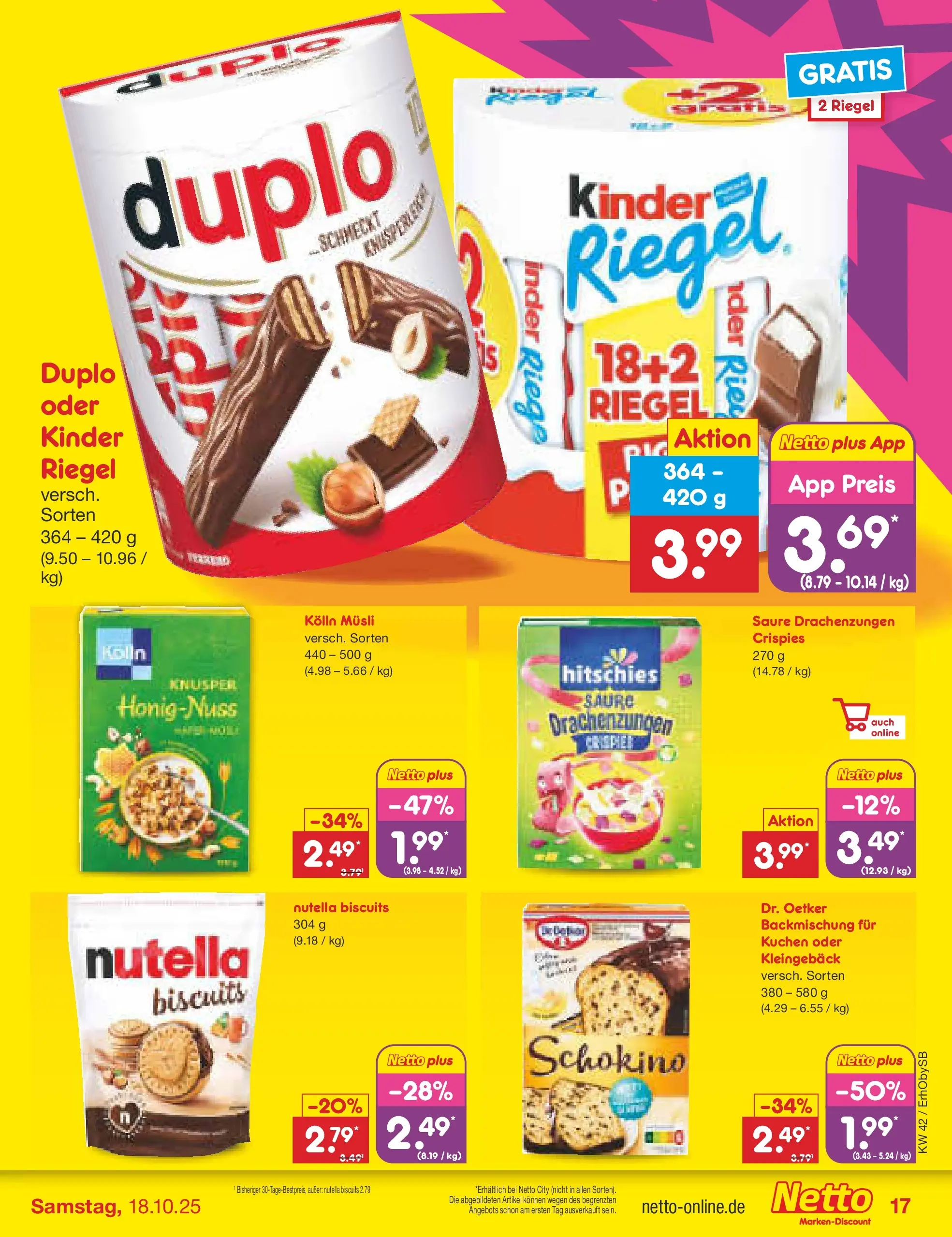 Netto Marken-Discount prospekt Mauern	 (ab 13.10.2025) » Angebote | Seite: 17 | Produkte: Kolln, Kolln musli, Nutella, Kuchen
