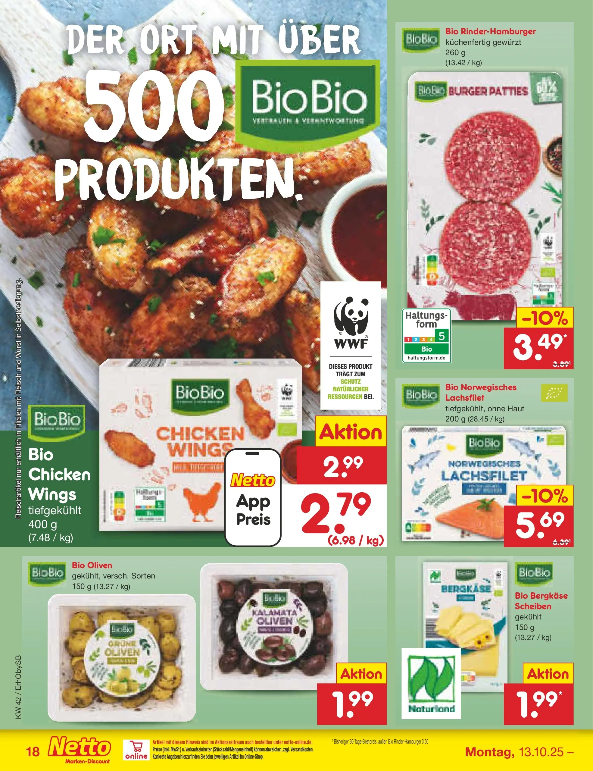 Netto Marken-Discount prospekt Mauern	 (ab 13.10.2025) » Angebote | Seite: 18 | Produkte: Burger, Wurst, Fleisch