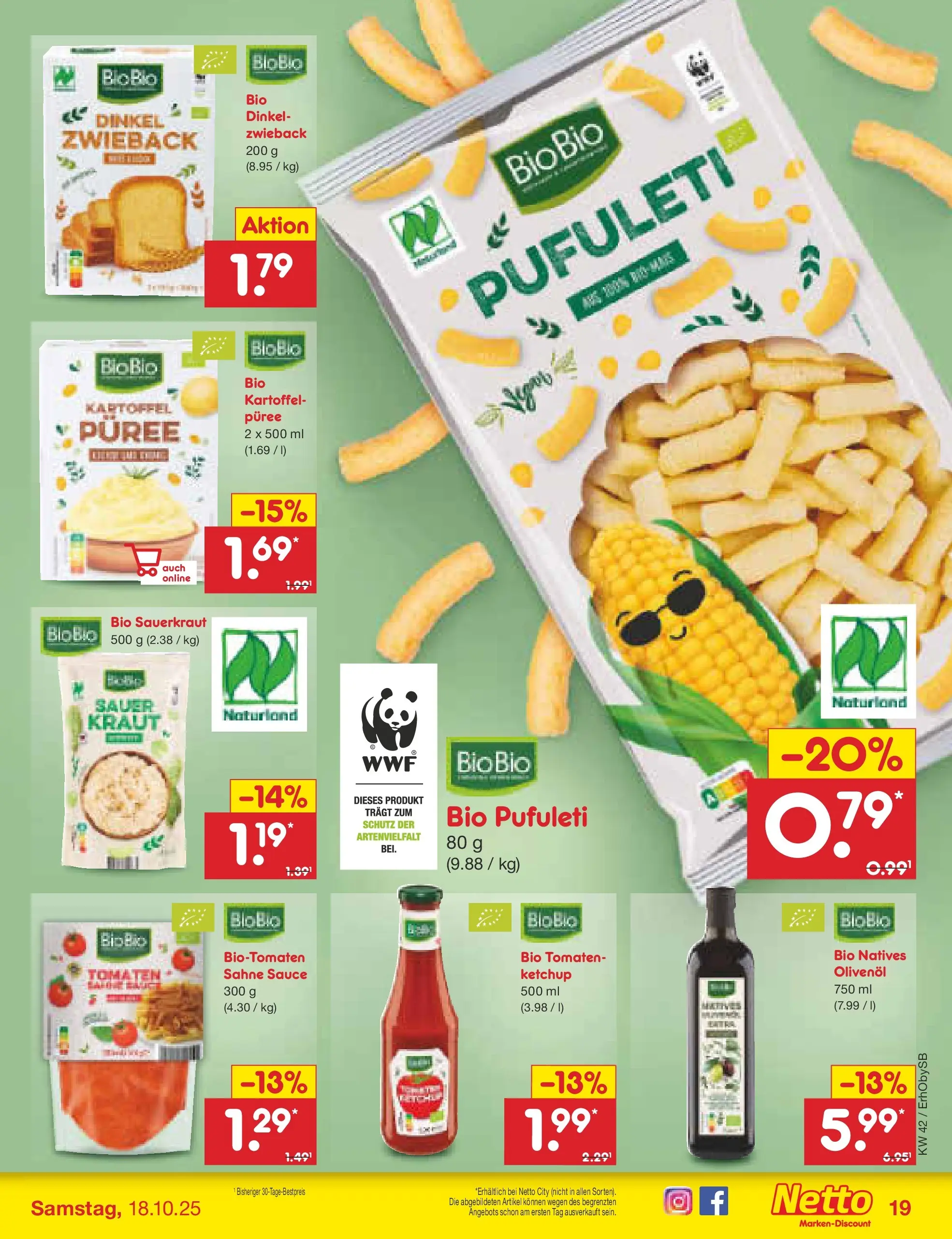 Netto Marken-Discount prospekt Mauern	 (ab 13.10.2025) » Angebote | Seite: 19 | Produkte: Olivenol, Tomaten, Ketchup, Sahne