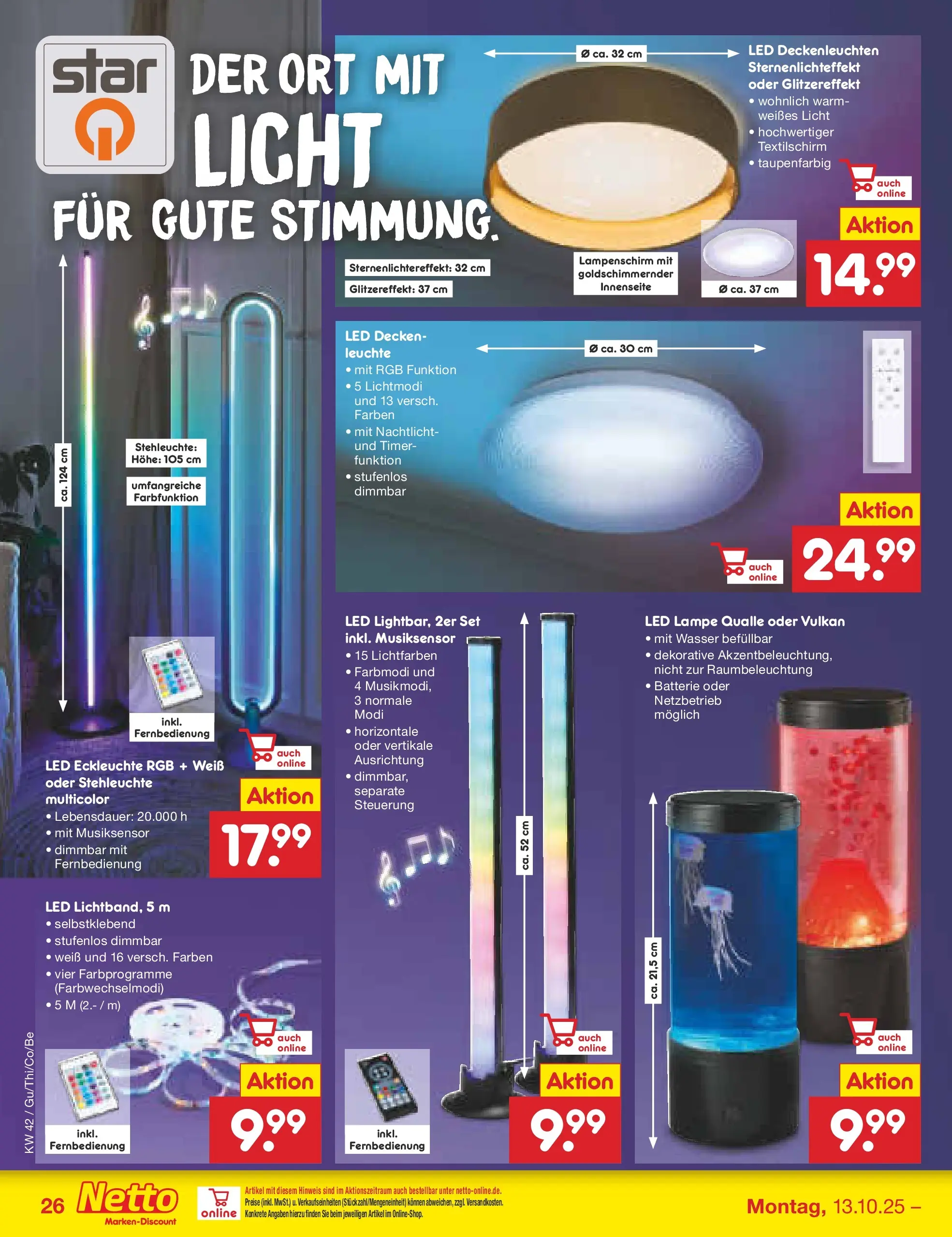 Netto Marken-Discount prospekt Machern	 (ab 13.10.2025) » Angebote | Seite: 30 | Produkte: Batterie, LED Deckenleuchten, Lampenschirm, Nachtlicht