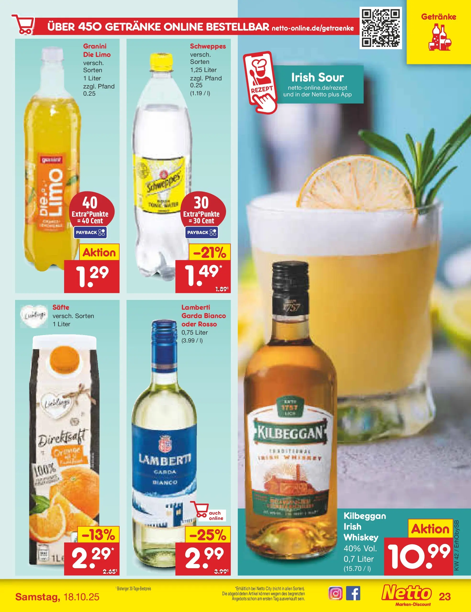 Netto Marken-Discount prospekt Mauern	 (ab 13.10.2025) » Angebote | Seite: 23 | Produkte: Schweppes, Granini, Whiskey