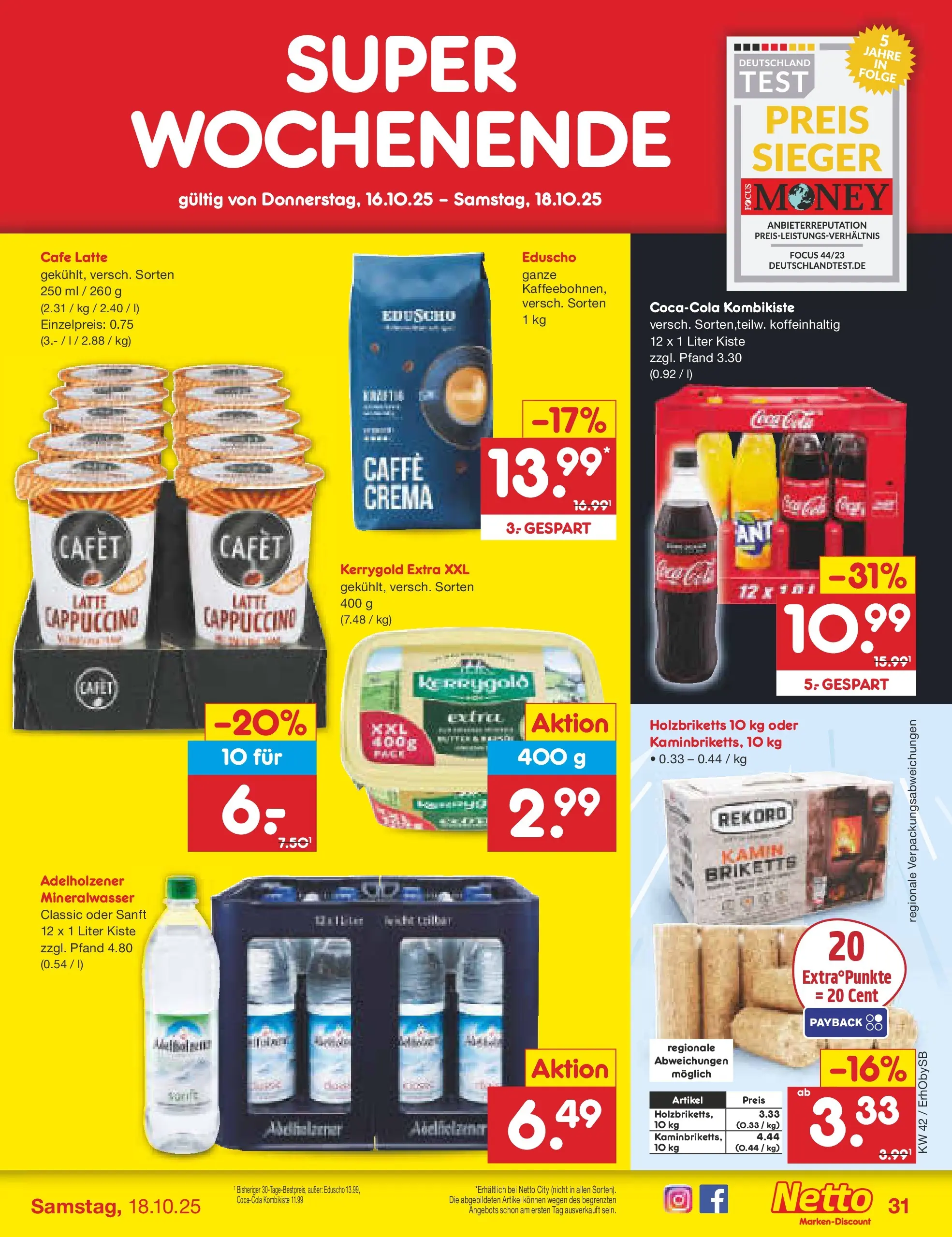 Netto Marken-Discount prospekt Mauern	 (ab 13.10.2025) » Angebote | Seite: 35 | Produkte: Kamin, Adelholzener, Mineralwasser, Eduscho