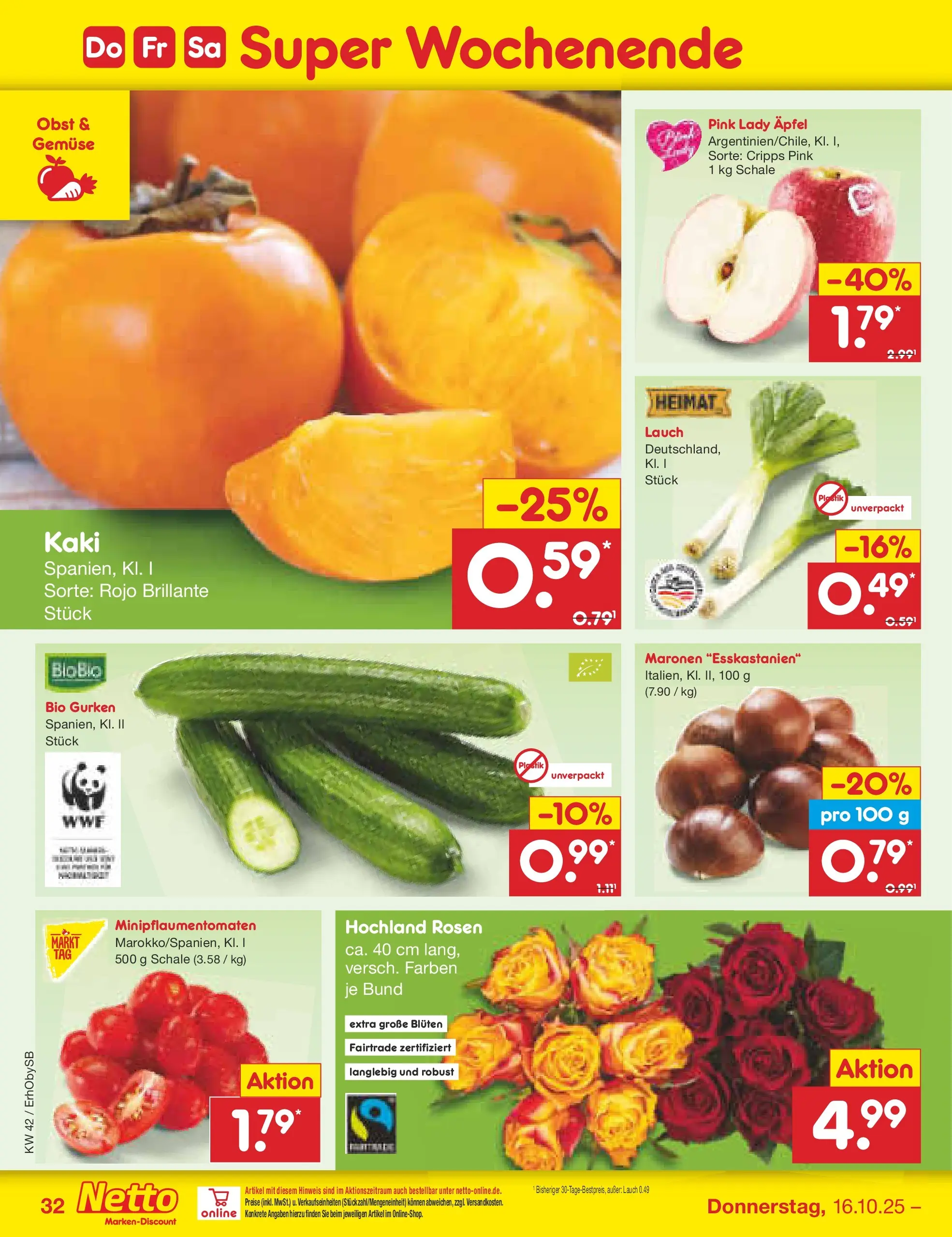 Netto Marken-Discount prospekt Mauern	 (ab 13.10.2025) » Angebote | Seite: 36 | Produkte: Äpfel, Obst, Kaki, Gurken