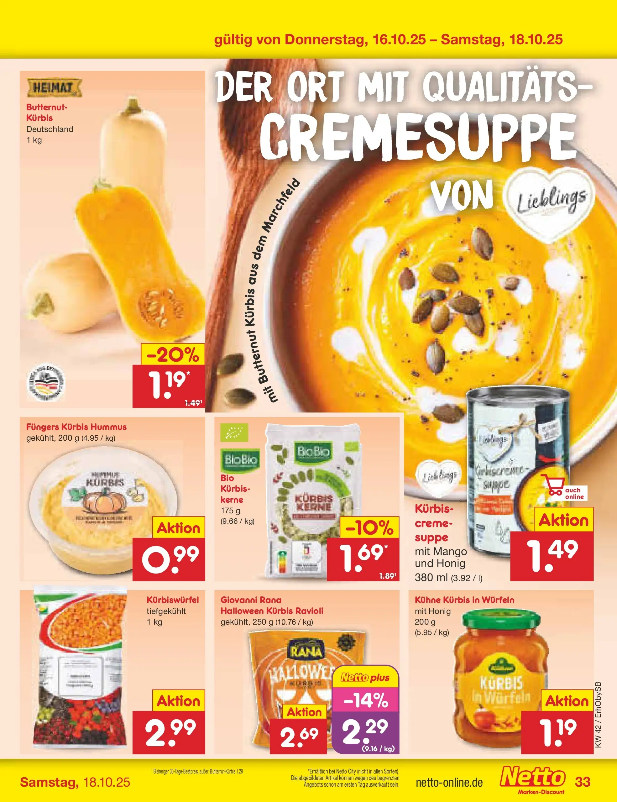 Netto Marken-Discount prospekt Mauern	 (ab 13.10.2025) » Angebote | Seite: 37 | Produkte: Creme, Mango, Kürbis