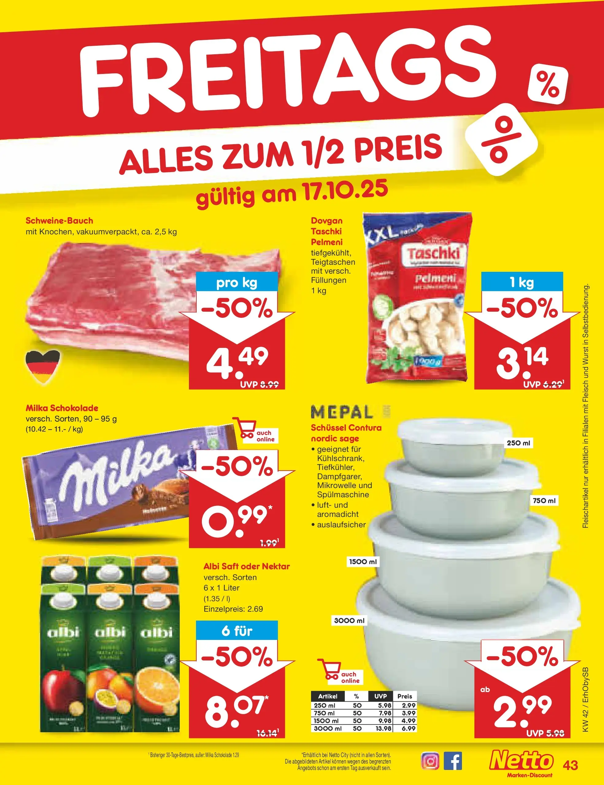 Netto Marken-Discount prospekt Mauern	 (ab 13.10.2025) » Angebote | Seite: 47 | Produkte: Mikrowelle, Schokolade, Wurst, Fleisch