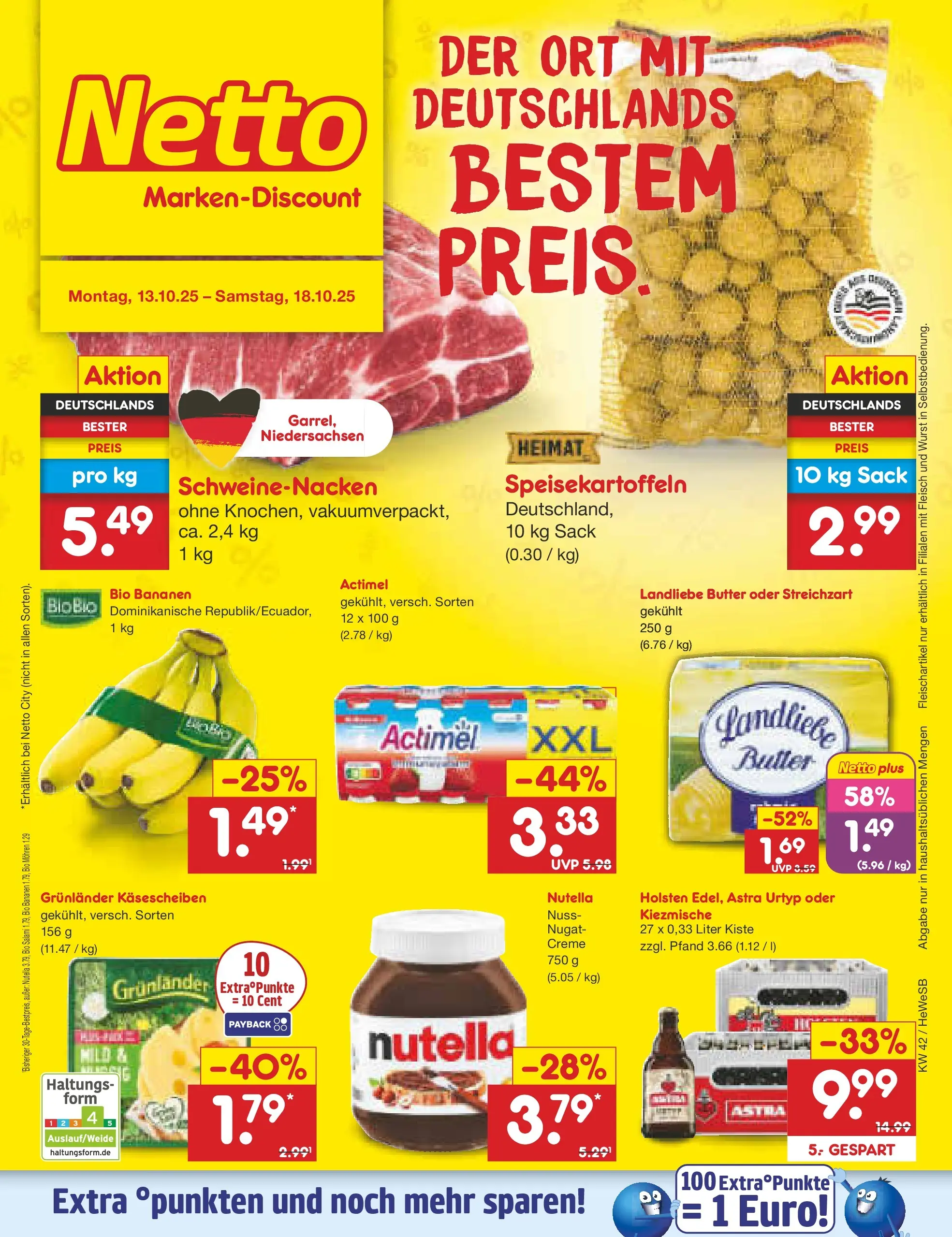 Netto Marken-Discount prospekt Brietlingen	 (ab 12.10.2025) » Angebote | Seite: 1 | Produkte: Astra, Mohren, Nutella, Wurst