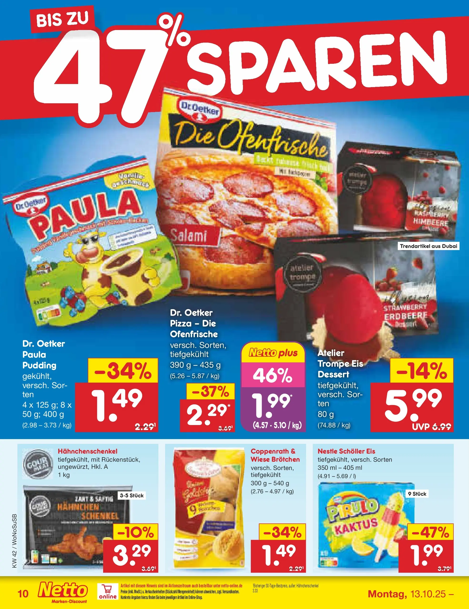 Netto Marken-Discount prospekt Rodgau	 (ab 13.10.2025) » Angebote | Seite: 10 | Produkte: Pudding, Himbeere, Pizza, Eis
