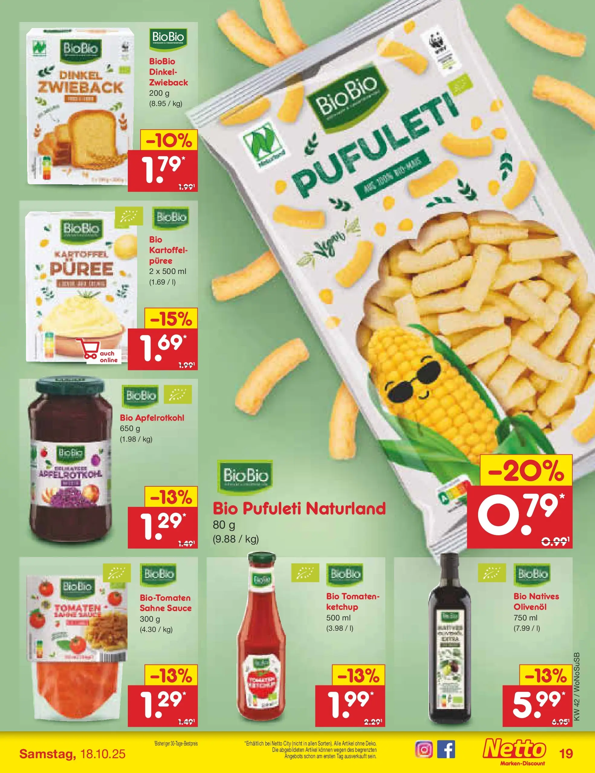 Netto Marken-Discount prospekt Rodgau	 (ab 13.10.2025) » Angebote | Seite: 19 | Produkte: Olivenol, Tomaten, Ketchup, Sahne