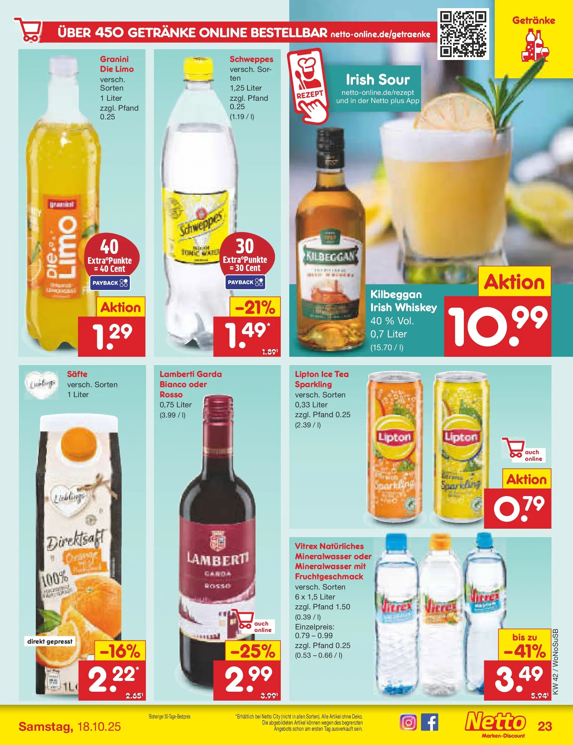 Netto Marken-Discount prospekt Rodgau	 (ab 13.10.2025) » Angebote | Seite: 25 | Produkte: Schweppes, Mineralwasser, Granini, Whiskey