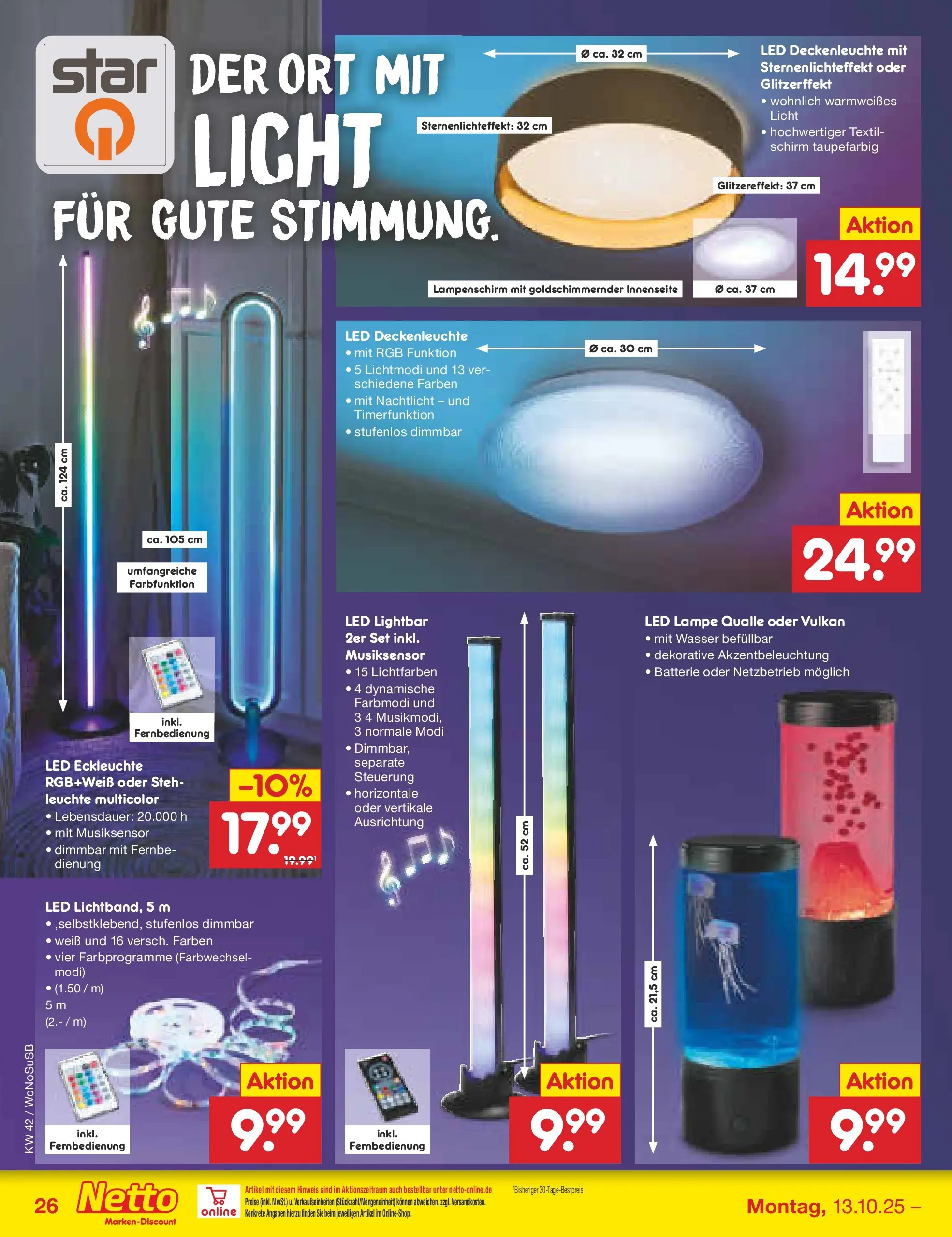 Netto Marken-Discount prospekt Rodgau	 (ab 13.10.2025) » Angebote | Seite: 28 | Produkte: Batterie, Lampe, Lampenschirm, Wasser