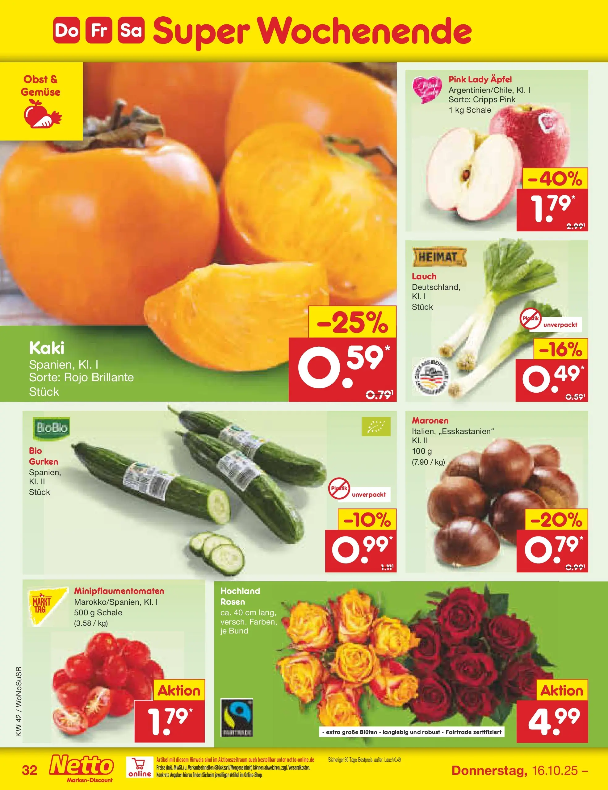 Netto Marken-Discount prospekt Rodgau	 (ab 13.10.2025) » Angebote | Seite: 36 | Produkte: Äpfel, Obst, Kaki, Gurken