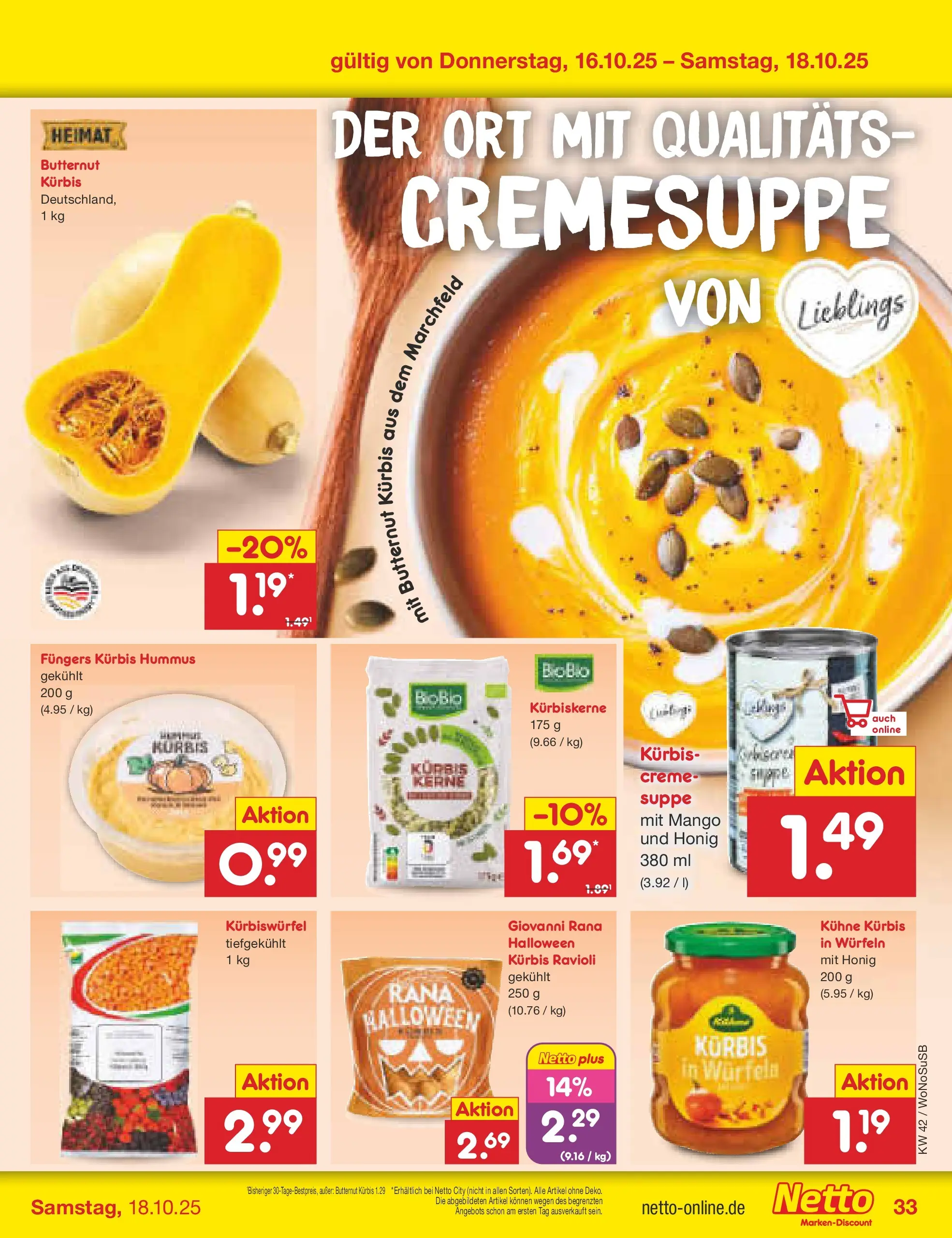 Netto Marken-Discount prospekt Rodgau	 (ab 13.10.2025) » Angebote | Seite: 37 | Produkte: Creme, Mango, Kürbis