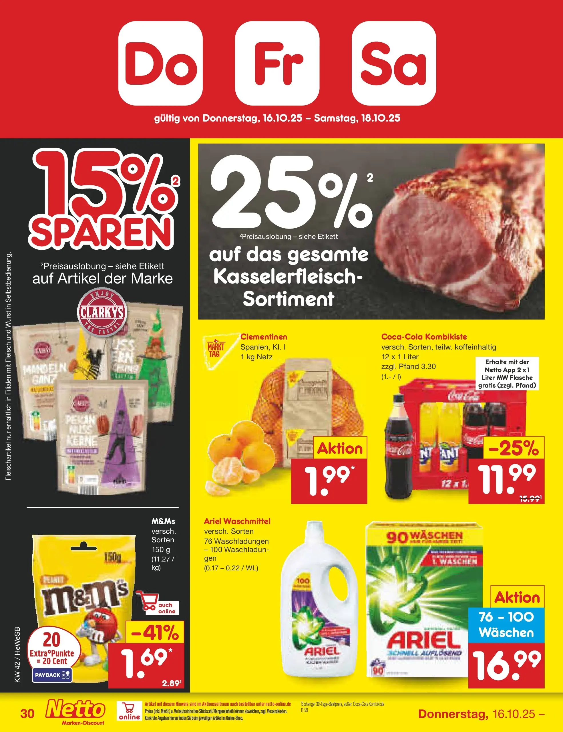 Netto Marken-Discount prospekt Brietlingen	 (ab 12.10.2025) » Angebote | Seite: 34 | Produkte: Ariel, Mandeln, M&M's, Waschmittel