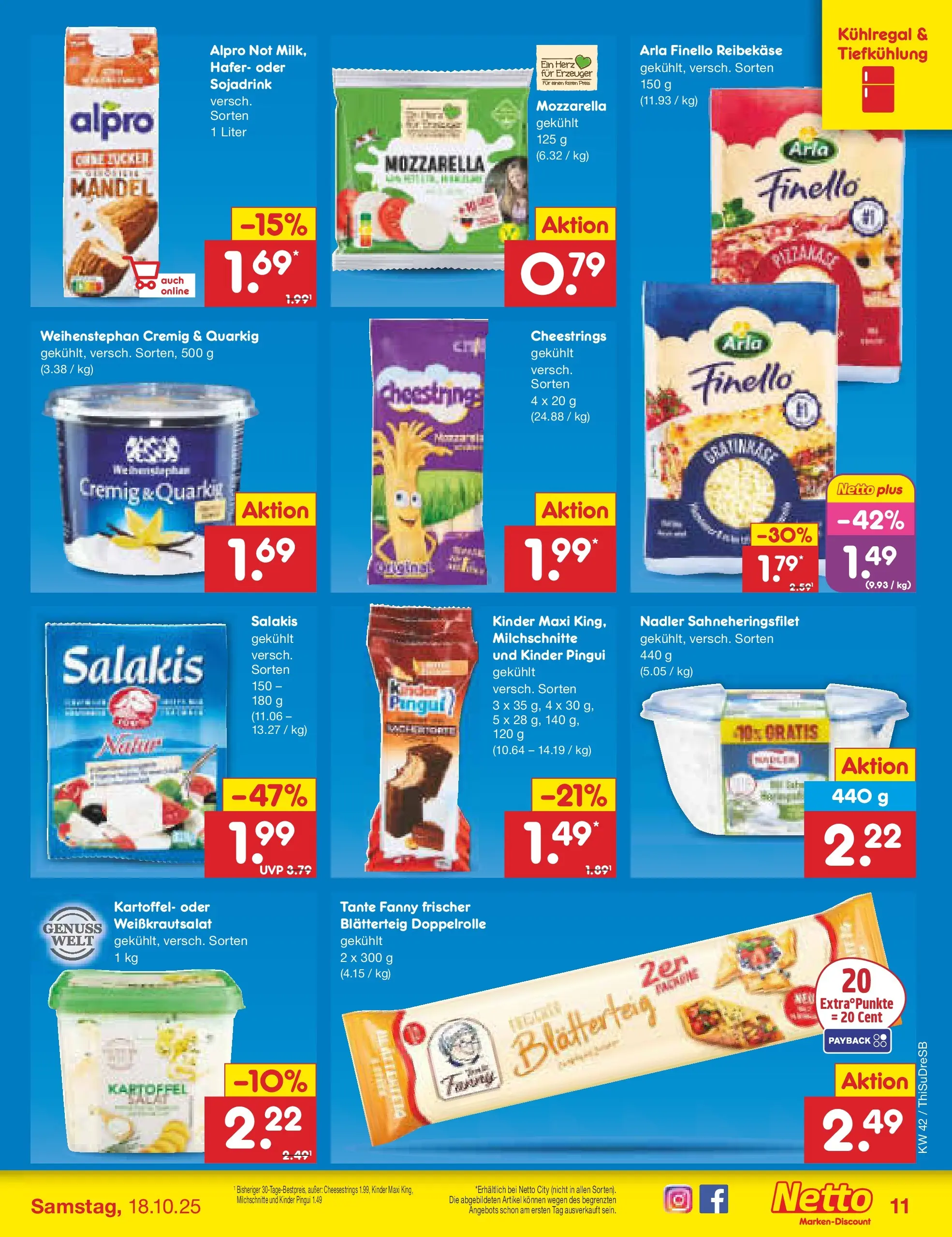 Netto Marken-Discount prospekt Dresden	 (ab 13.10.2025) » Angebote | Seite: 13 | Produkte: Alpro, Zucker, Salakis, Reibekase