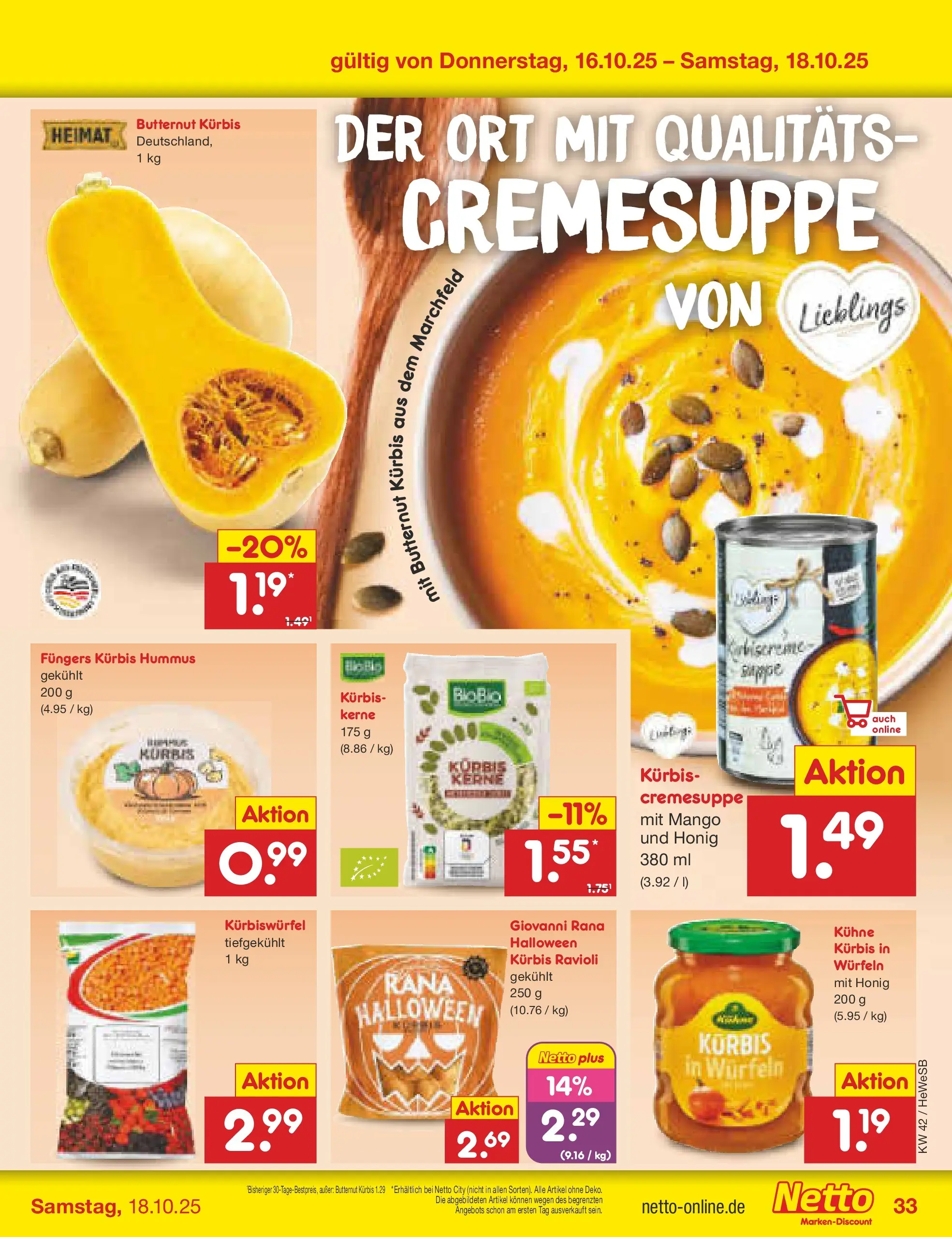 Netto Marken-Discount prospekt Brietlingen	 (ab 12.10.2025) » Angebote | Seite: 37 | Produkte: Mango, Kürbis