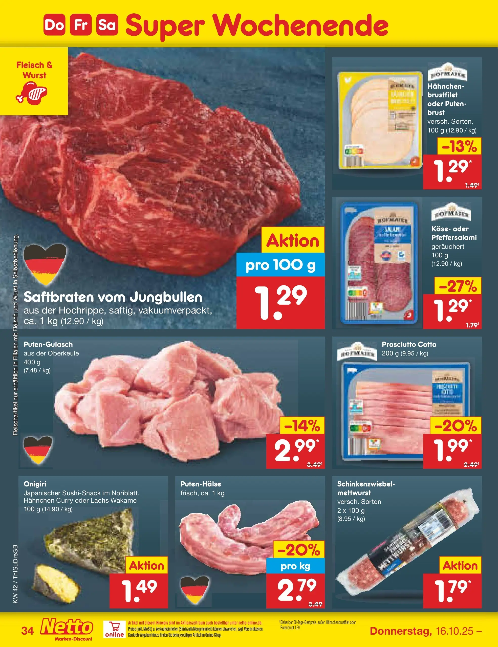 Netto Marken-Discount prospekt Dresden	 (ab 13.10.2025) » Angebote | Seite: 40 | Produkte: Hahnchen, Käse, Lachs, Fleisch