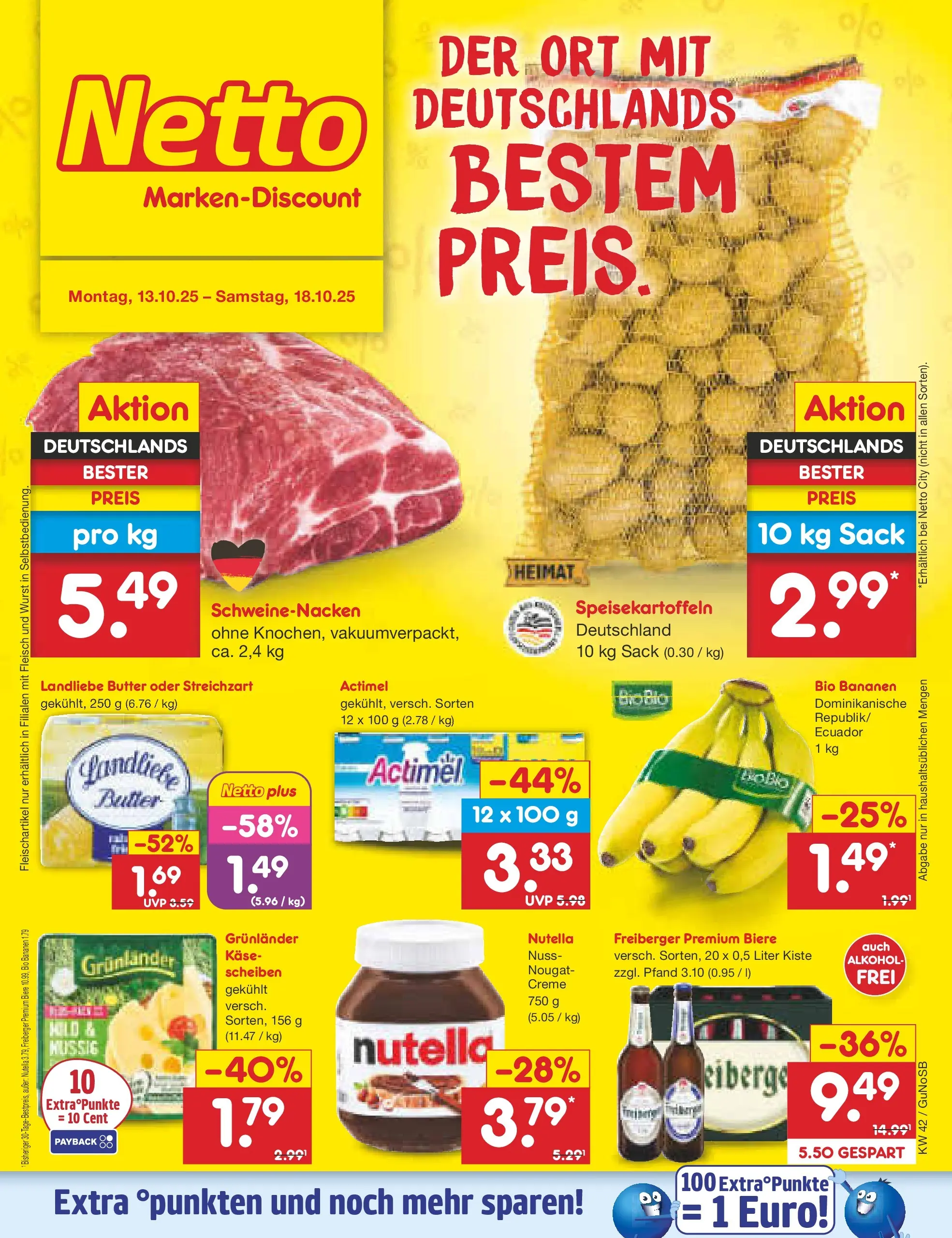 Netto Marken-Discount prospekt Machern	 (ab 13.10.2025) » Angebote | Seite: 1 | Produkte: Actimel, Creme, Nutella, Grunlander