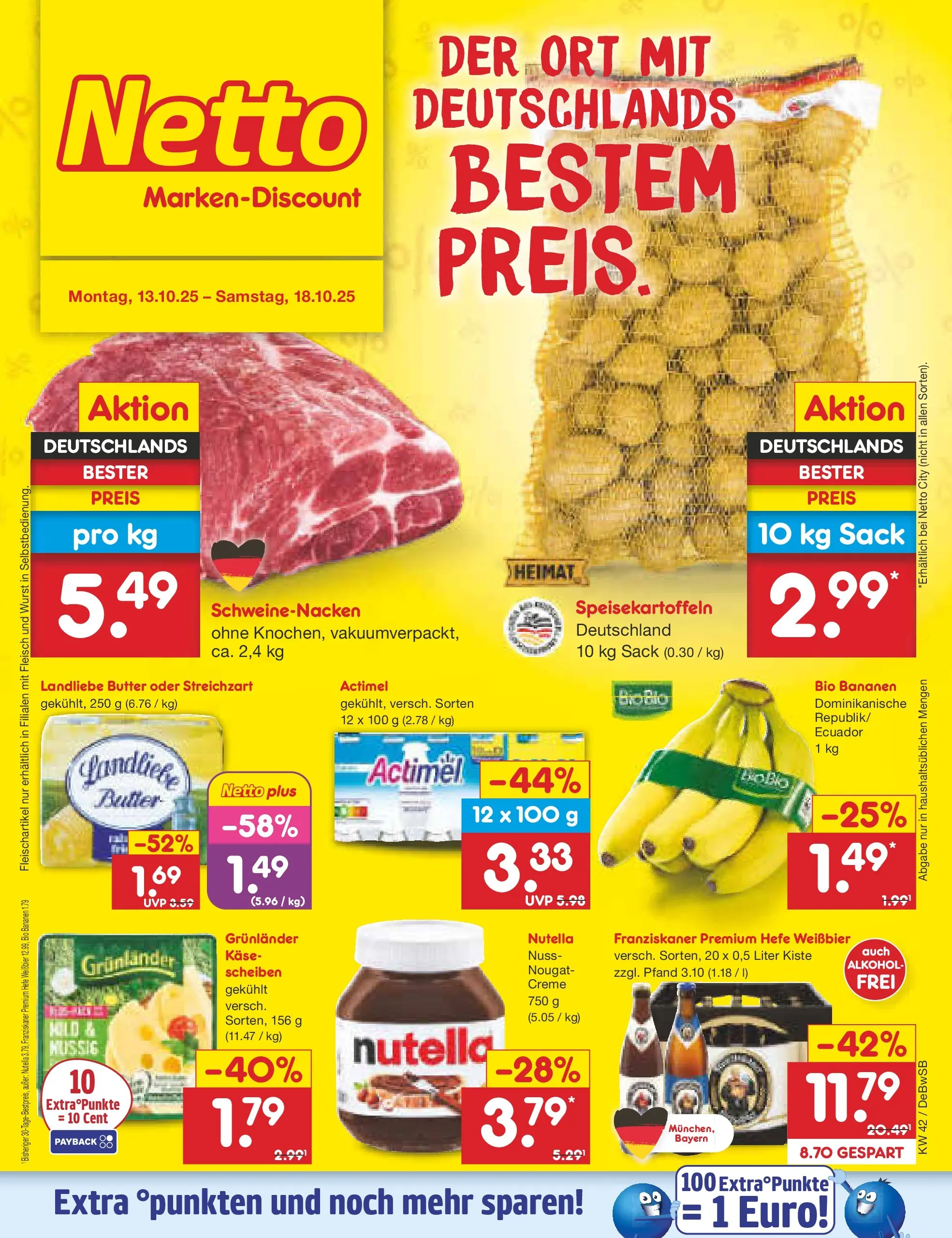 Netto Marken-Discount prospekt Waiblingen-Bittenfeld (ab 13.10.2025) » Angebote | Seite: 1 | Produkte: Butter, Käse, Creme, Hefe weissbier Netto Marken-Discount prospekt Waiblingen-Bittenfeld (ab 13.10.2025) » Angebote | Seite: 1 | Produkte: Butter, Käse, Creme, Hefe weissbier