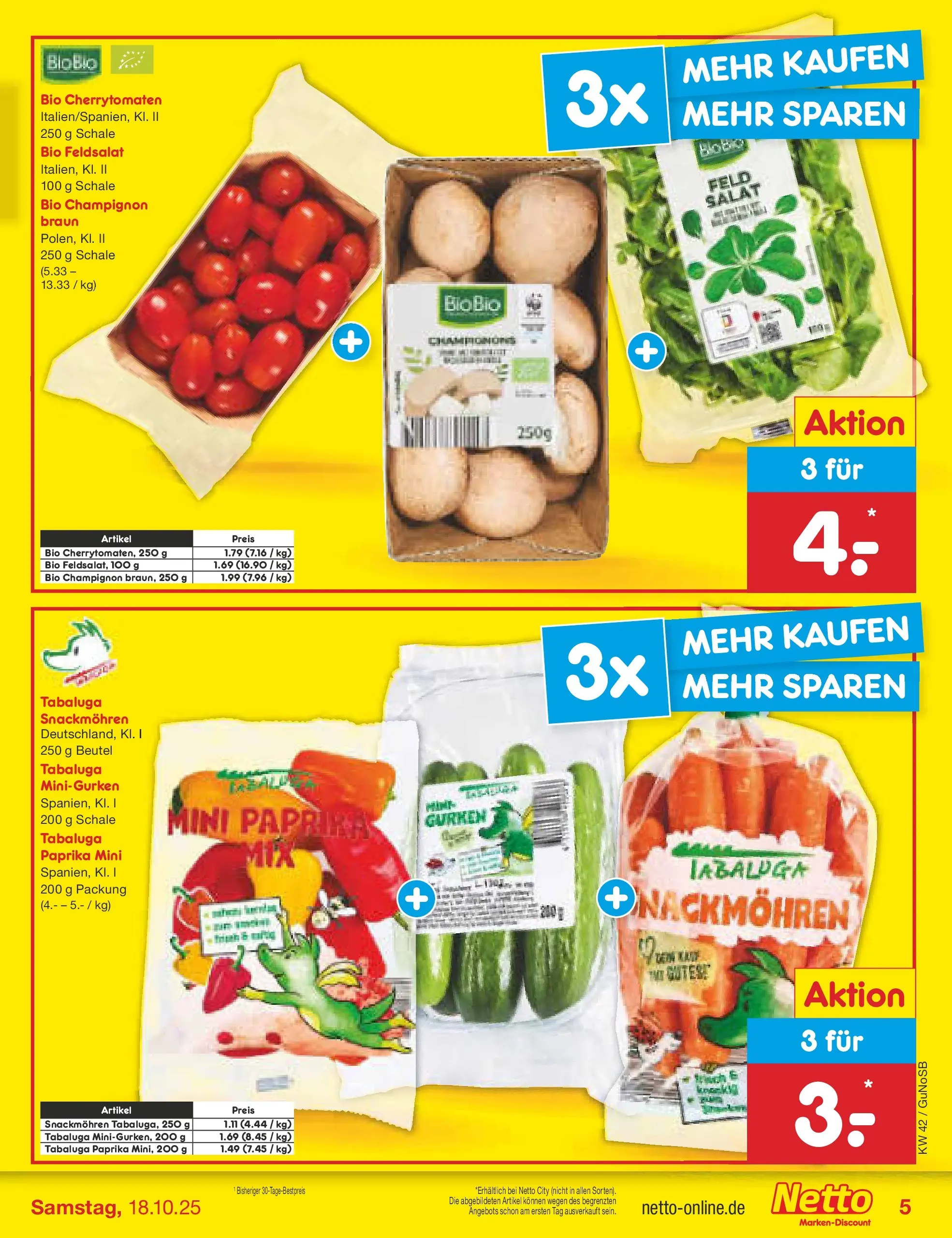 Netto Marken-Discount prospekt Machern	 (ab 13.10.2025) » Angebote | Seite: 5 | Produkte: Champignons, Paprika, Gurken, Salat