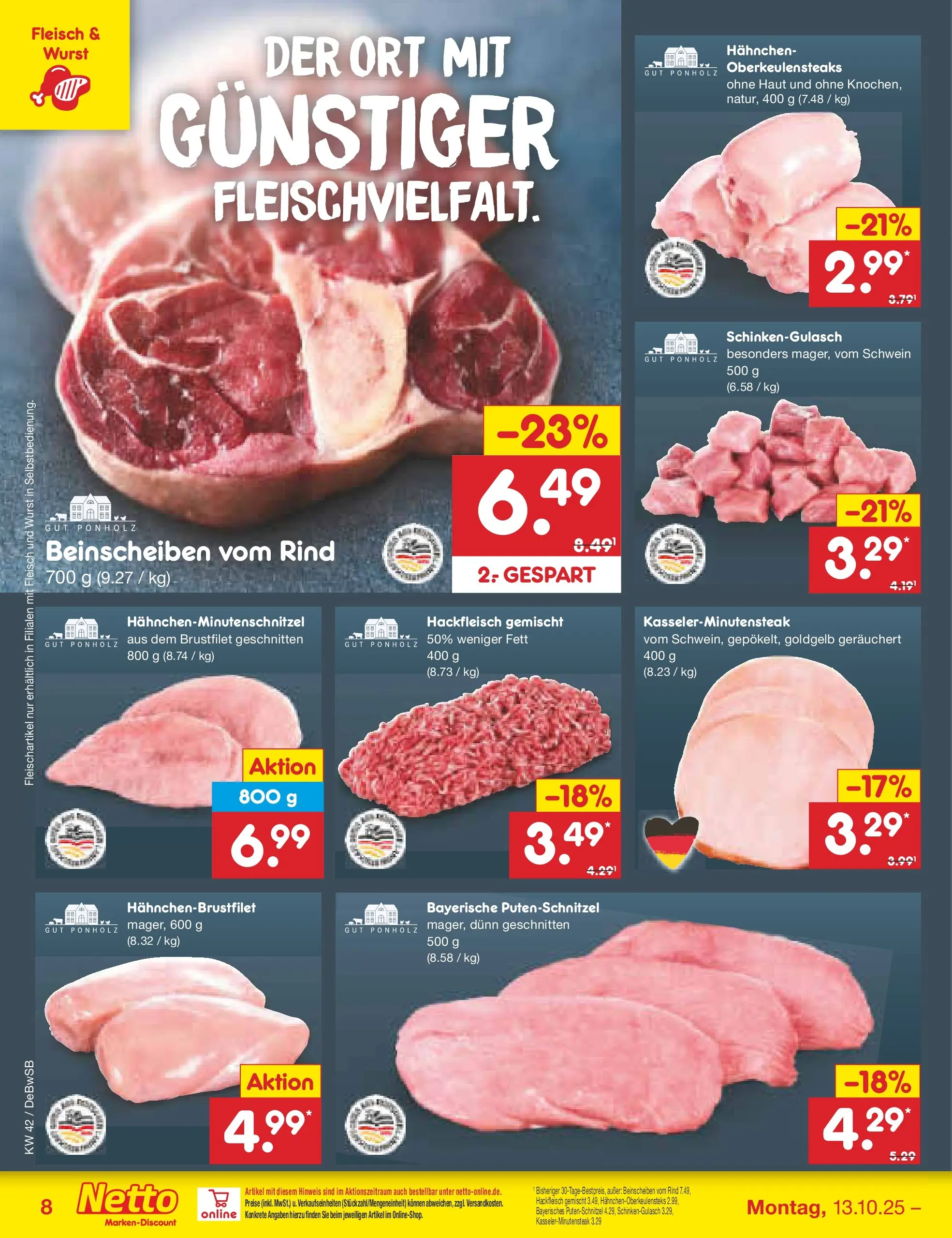 Netto Marken-Discount prospekt Waiblingen-Bittenfeld (ab 13.10.2025) » Angebote | Seite: 8 | Produkte: Putenschnitzel, Wurst, Fleisch, Hackfleisch Netto Marken-Discount prospekt Waiblingen-Bittenfeld (ab 13.10.2025) » Angebote | Seite: 8 | Produkte: Putenschnitzel, Wurst, Fleisch, Hackfleisch
