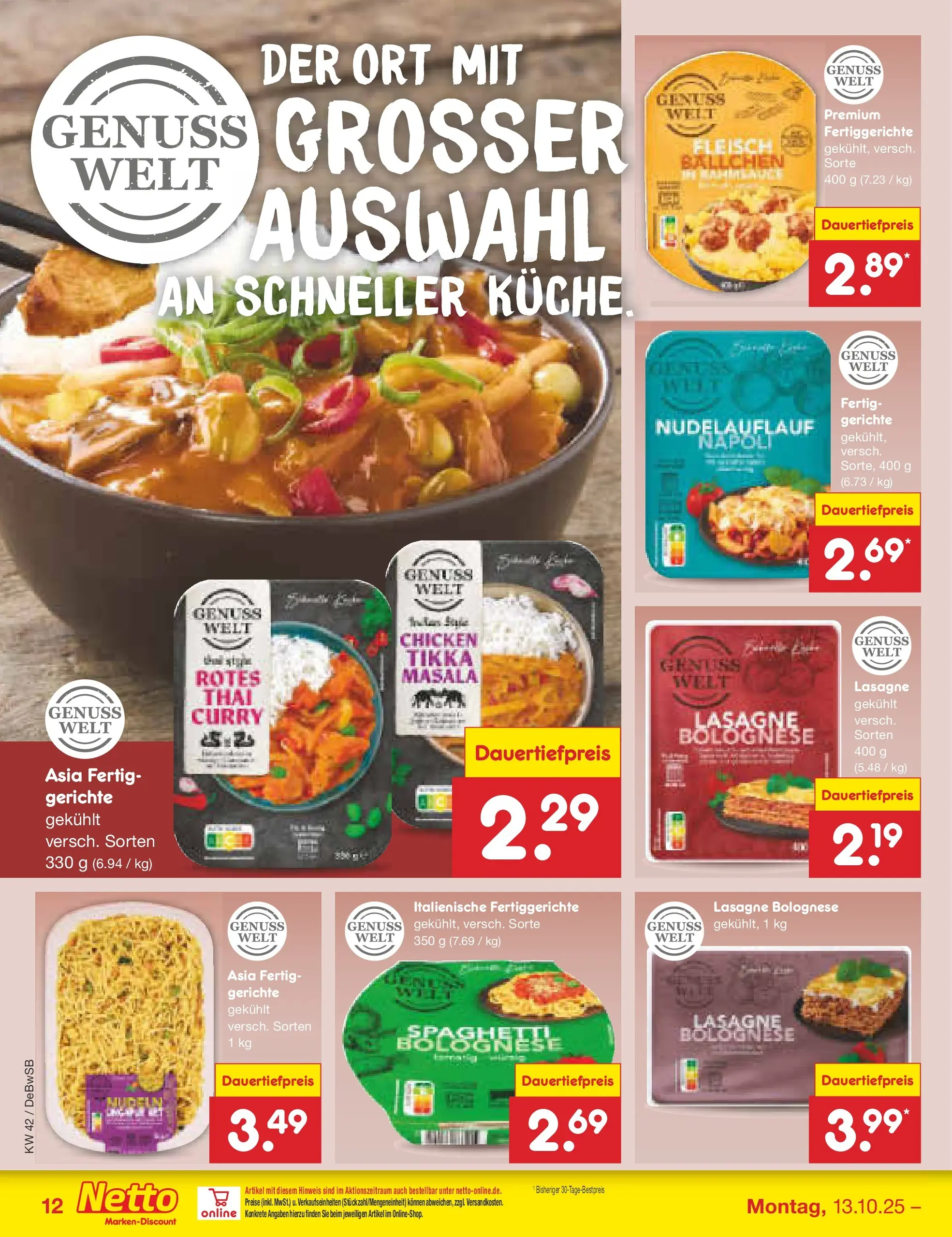 Netto Marken-Discount prospekt Waiblingen-Bittenfeld (ab 13.10.2025) » Angebote | Seite: 12 | Produkte: Küche, Fertiggerichte, Fleisch Netto Marken-Discount prospekt Waiblingen-Bittenfeld (ab 13.10.2025) » Angebote | Seite: 12 | Produkte: Küche, Fertiggerichte, Fleisch