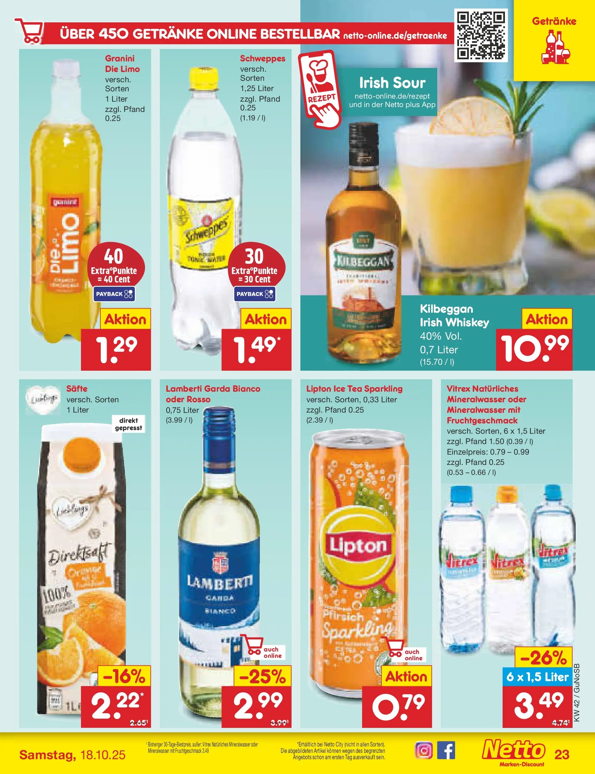 Netto Marken-Discount prospekt Machern	 (ab 13.10.2025) » Angebote | Seite: 25 | Produkte: Schweppes, Mineralwasser, Granini, Whiskey