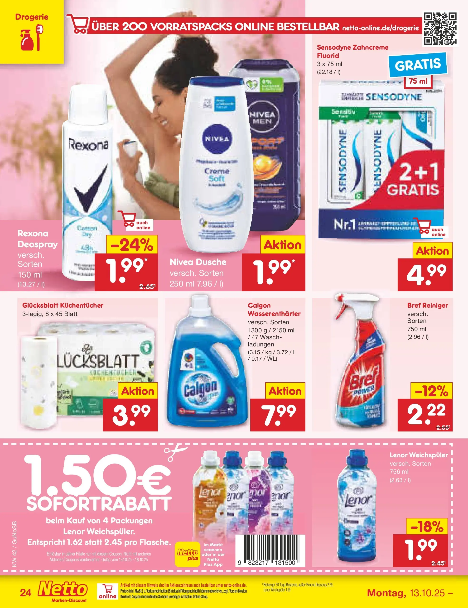 Netto Marken-Discount prospekt Machern	 (ab 13.10.2025) » Angebote | Seite: 28 | Produkte: Lenor, Dusche, Creme, Weichspüler