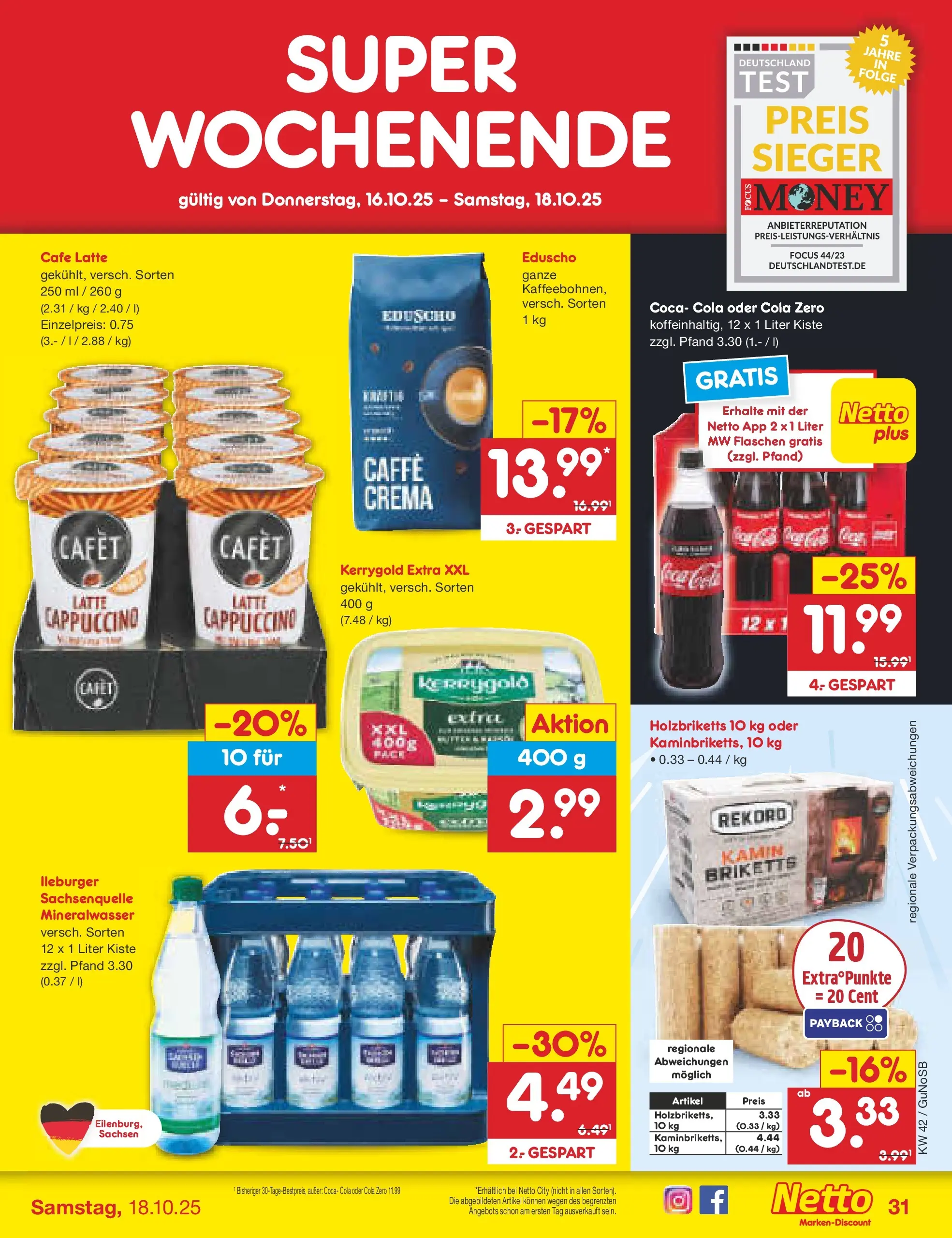 Netto Marken-Discount prospekt Machern	 (ab 13.10.2025) » Angebote | Seite: 37 | Produkte: Kamin, Coca cola, Cola, Eduscho