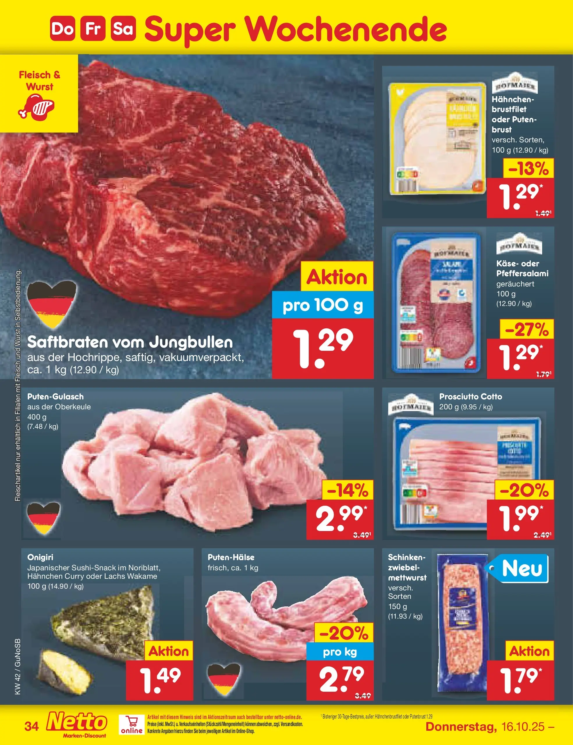 Netto Marken-Discount prospekt Machern	 (ab 13.10.2025) » Angebote | Seite: 40 | Produkte: Hahnchen, Käse, Schinken, Fleisch