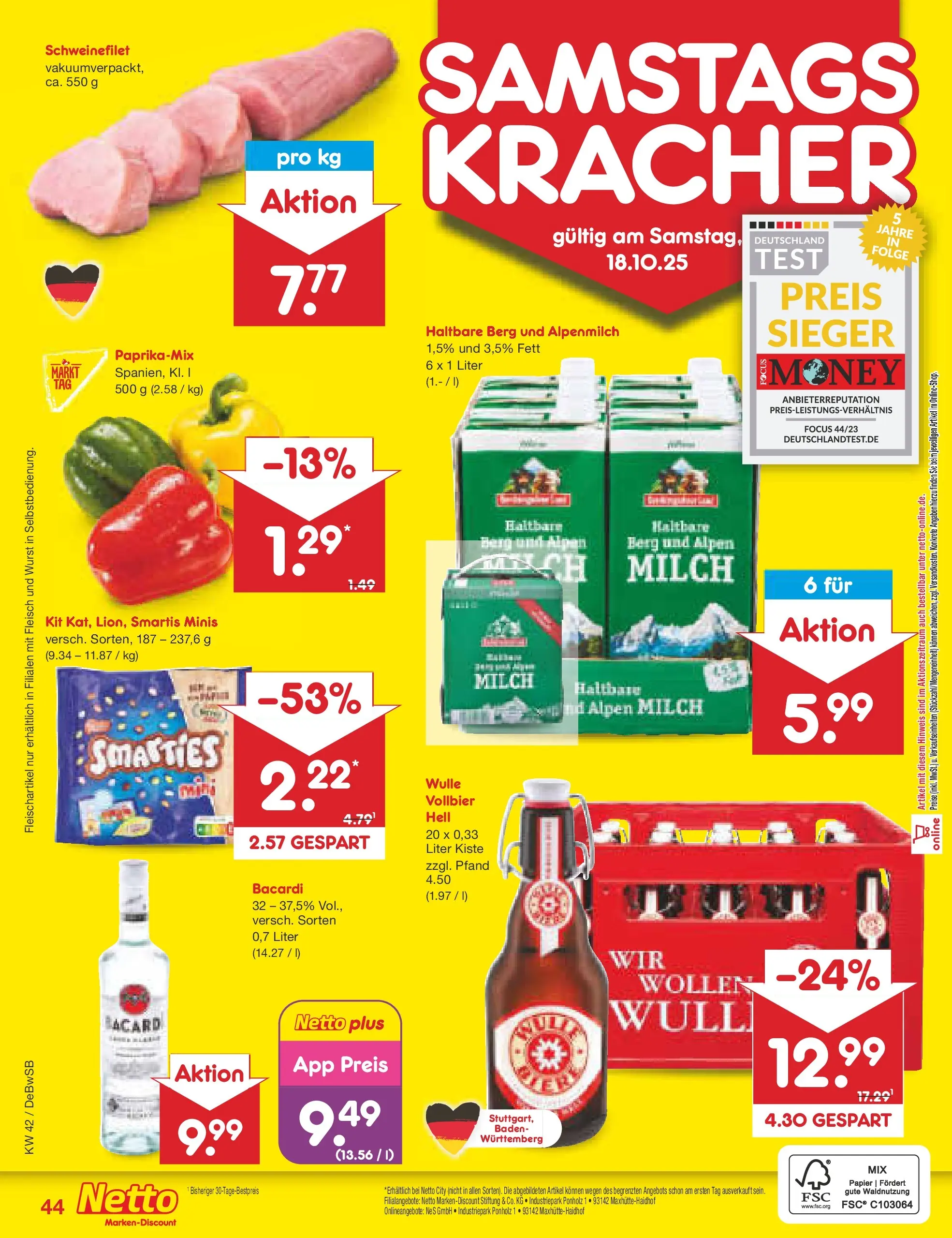 Netto Marken-Discount prospekt Waiblingen-Bittenfeld (ab 13.10.2025) » Angebote | Seite: 48 | Produkte: Bacardi, Milch, Schweinefilet, Fleisch Netto Marken-Discount prospekt Waiblingen-Bittenfeld (ab 13.10.2025) » Angebote | Seite: 48 | Produkte: Bacardi, Milch, Schweinefilet, Fleisch