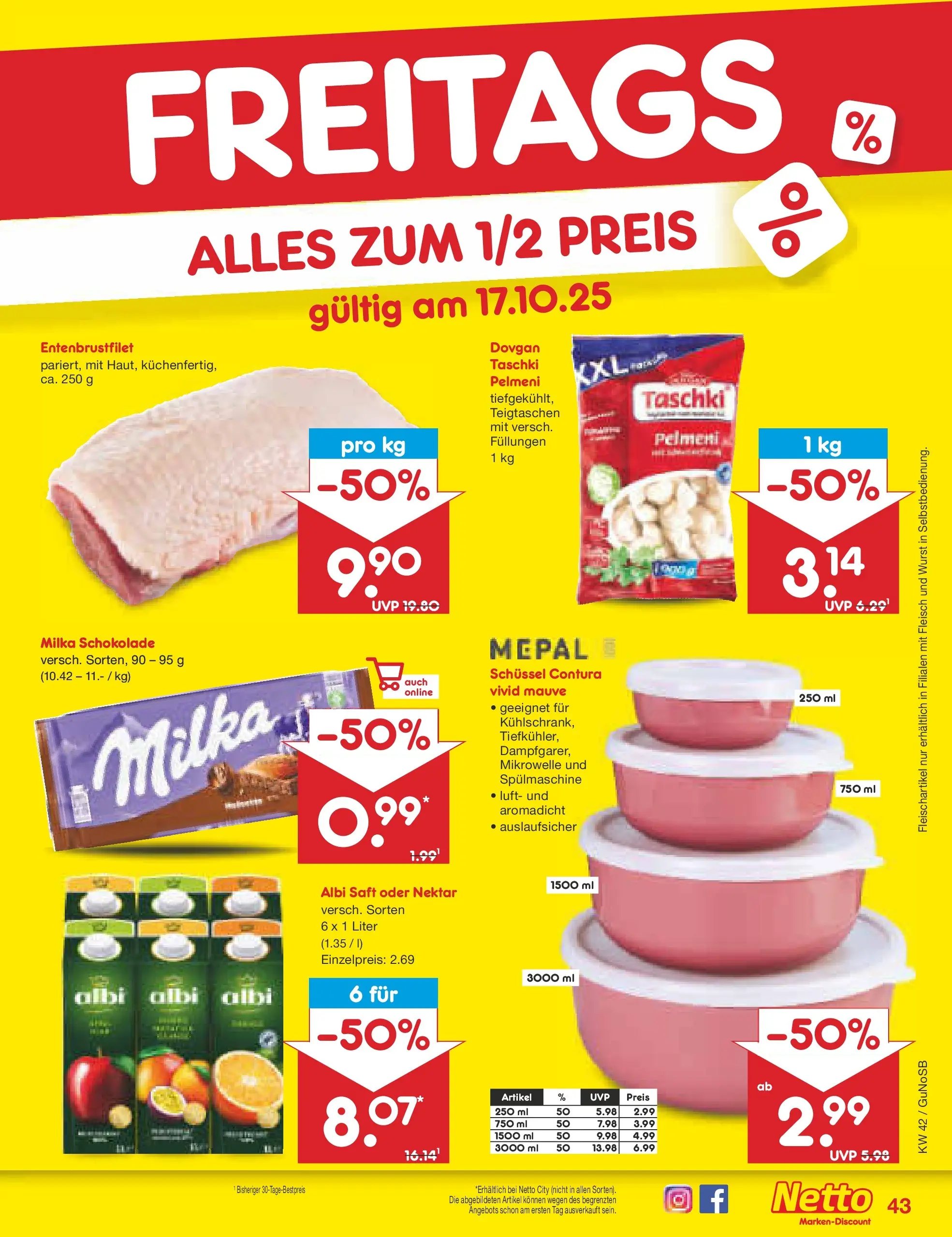 Netto Marken-Discount prospekt Machern	 (ab 13.10.2025) » Angebote | Seite: 49 | Produkte: Mikrowelle, Milka schokolade, Milka, Wurst