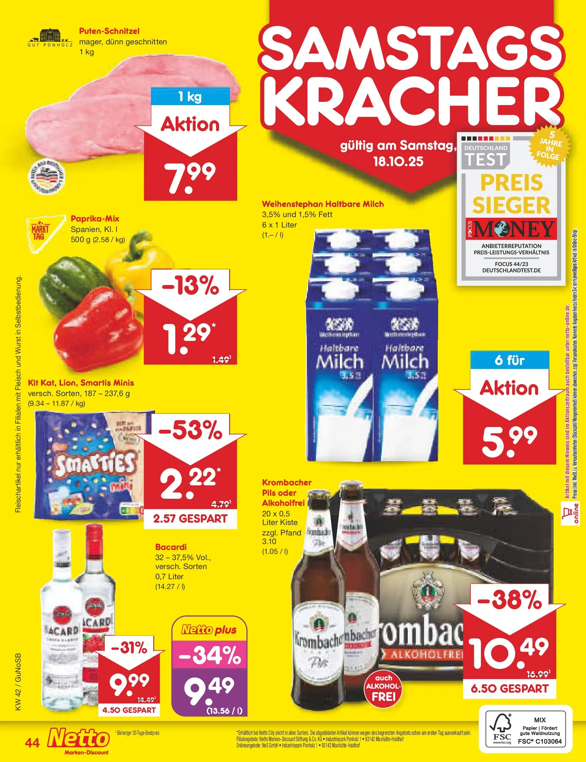Netto Marken-Discount prospekt Machern	 (ab 13.10.2025) » Angebote | Seite: 50 | Produkte: Bacardi, Pils, Wurst, Krombacher