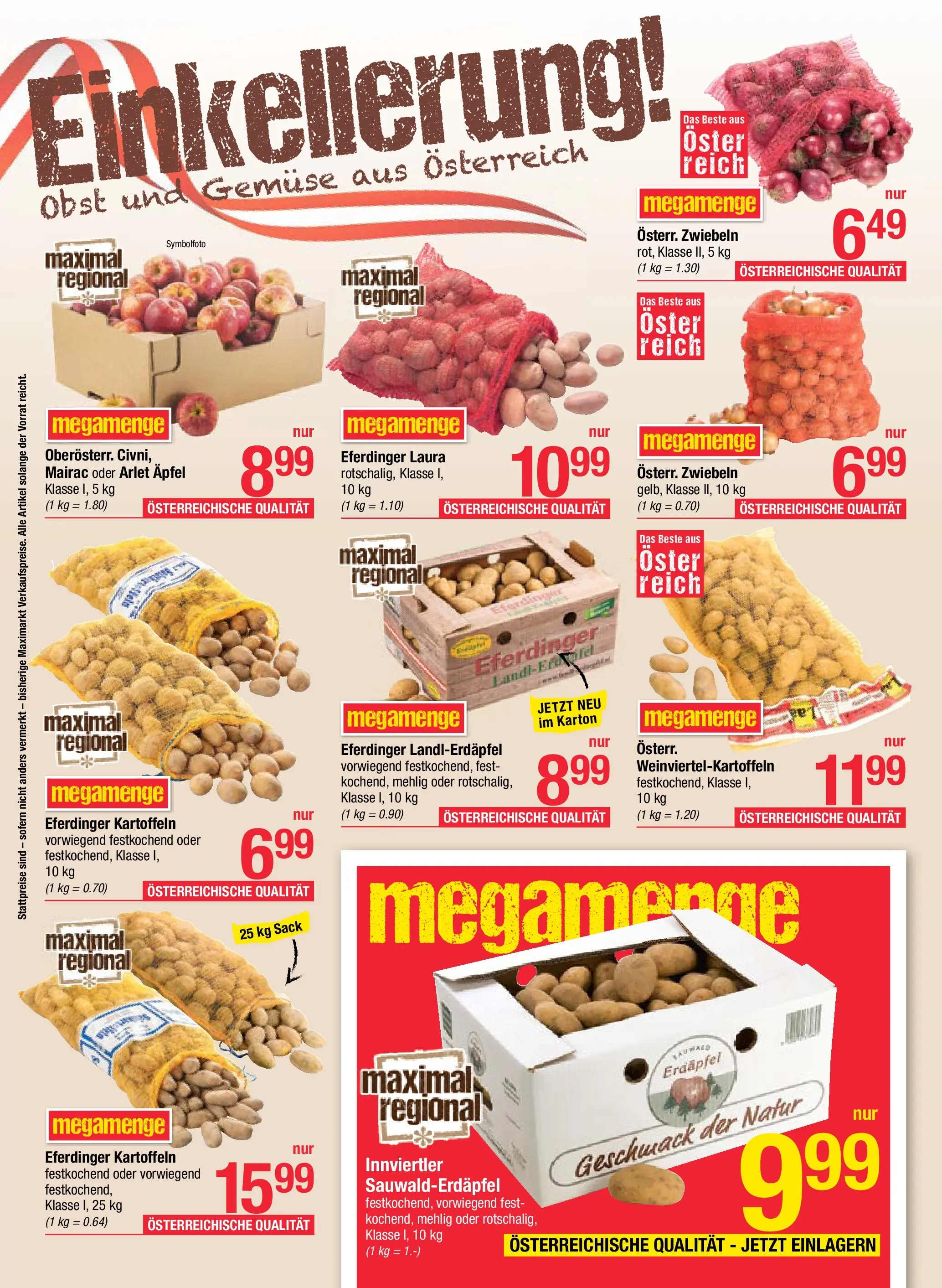 Maximarkt - Maximarkt: Flugblatt von 12.10.2025 - Aktuelle Angebote | Seite: 8 | Produkte: Kartoffeln, Zwiebeln, Gemüse, Obst