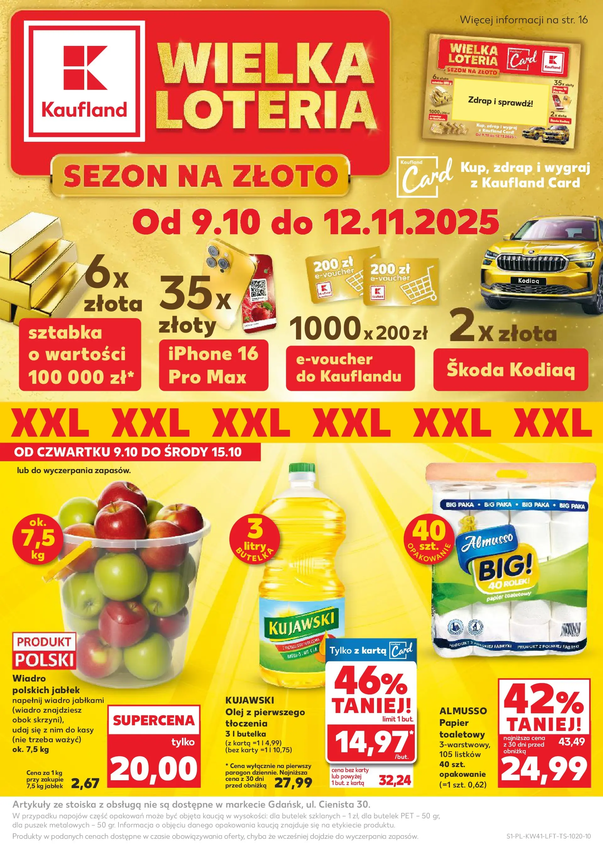 Kaufland gazetka od 09.10.2025 - od jutra PDF | Strona: 1 | Produkty: Karta, Olej