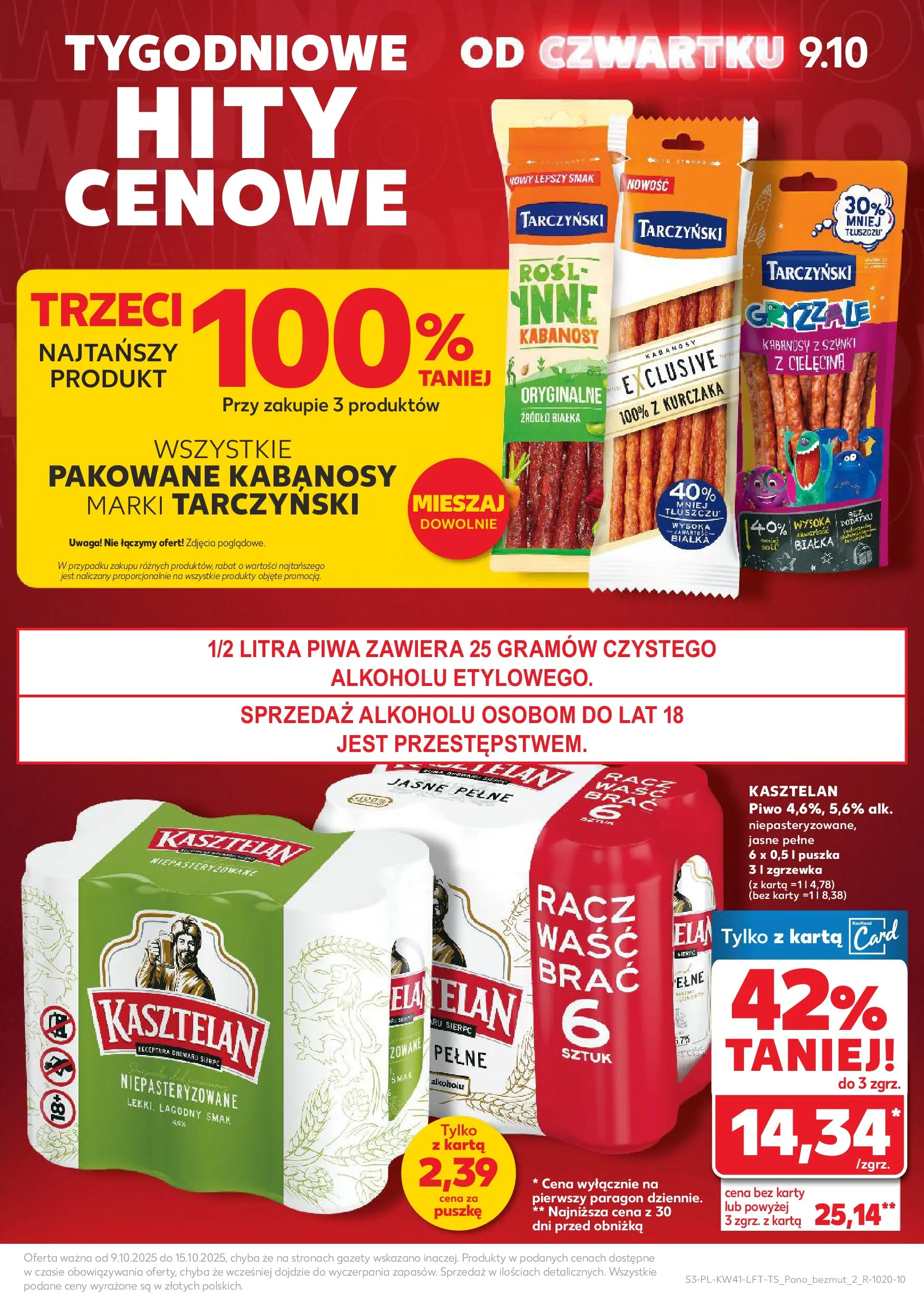 Kaufland gazetka od 09.10.2025 - od jutra PDF | Strona: 3 | Produkty: Karta, Kabanosy, Piwo
