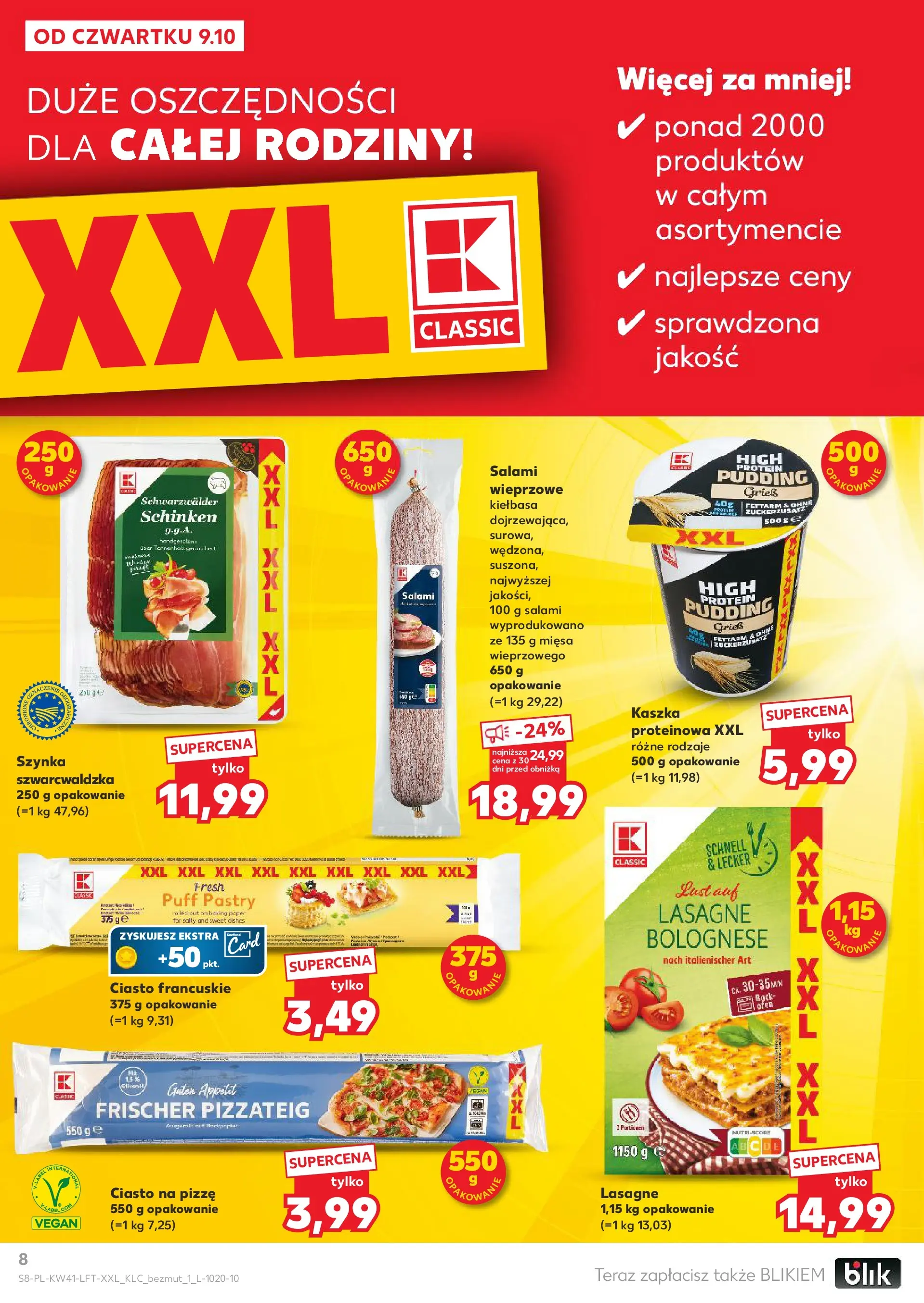 Kaufland gazetka od 09.10.2025 - od jutra PDF | Strona: 8 | Produkty: Kiełbasa, Ciasto francuskie, Ciasto, Szynka