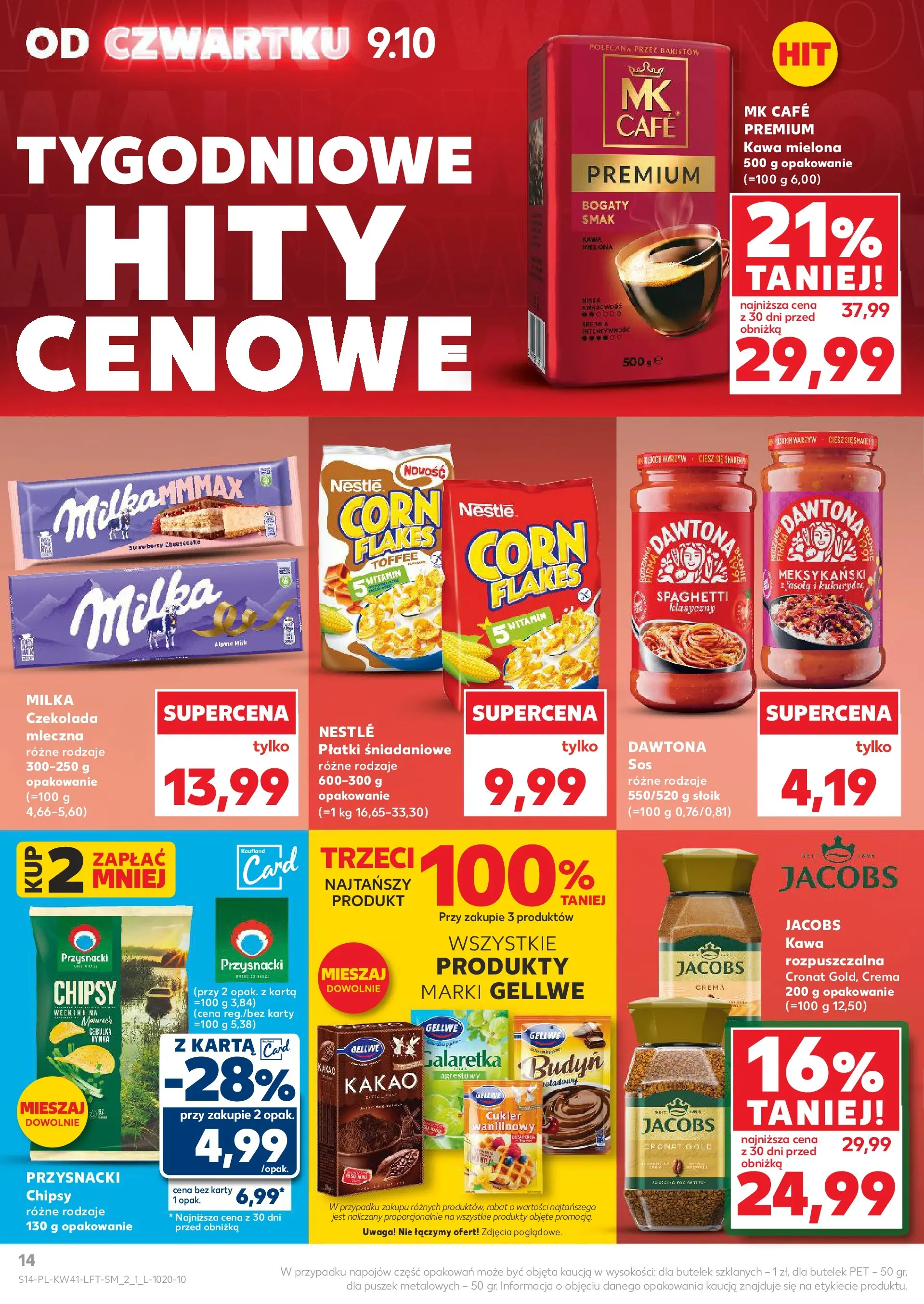 Kaufland gazetka od 09.10.2025 - od jutra PDF | Strona: 14 | Produkty: Chipsy, Płatki śniadaniowe, Kawa, Płatki