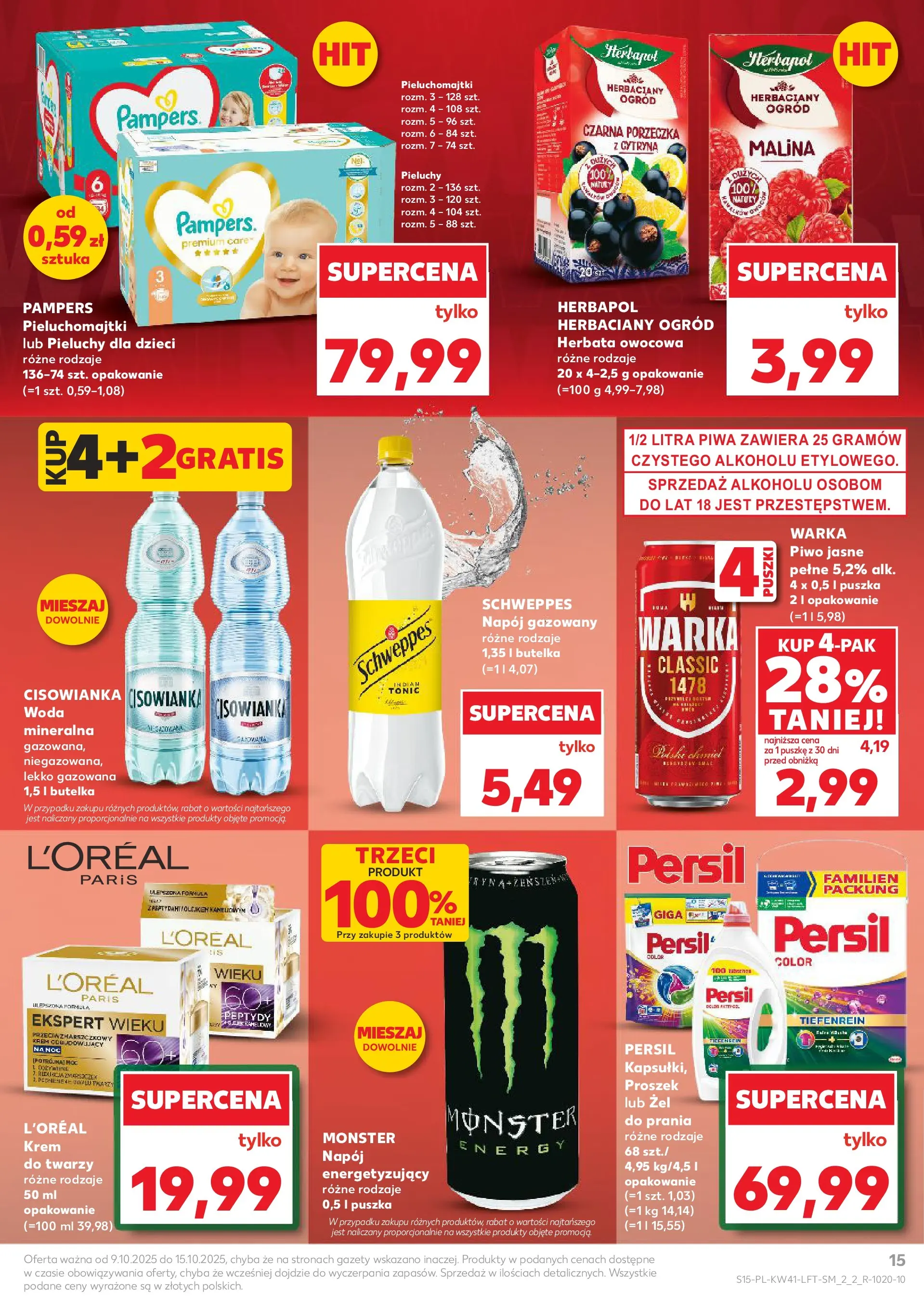 Kaufland gazetka od 09.10.2025 - od jutra PDF | Strona: 15 | Produkty: Malina, Pieluchomajtki, Piwo, Krem