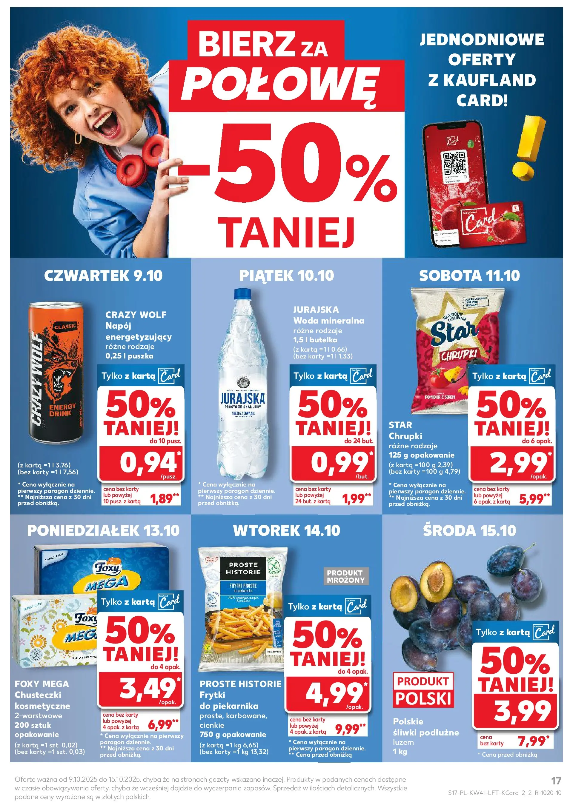 Kaufland gazetka od 09.10.2025 - od jutra PDF | Strona: 17 | Produkty: Karta, Chrupki, Frytki, Woda