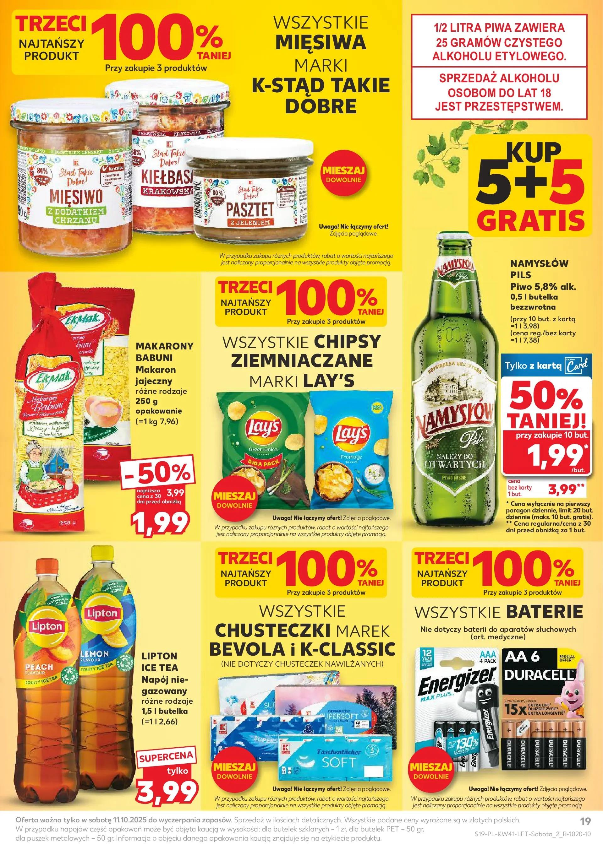 Kaufland gazetka od 09.10.2025 - od jutra PDF | Strona: 19 | Produkty: Ice Tea, Baterie, Makarony, Makaron