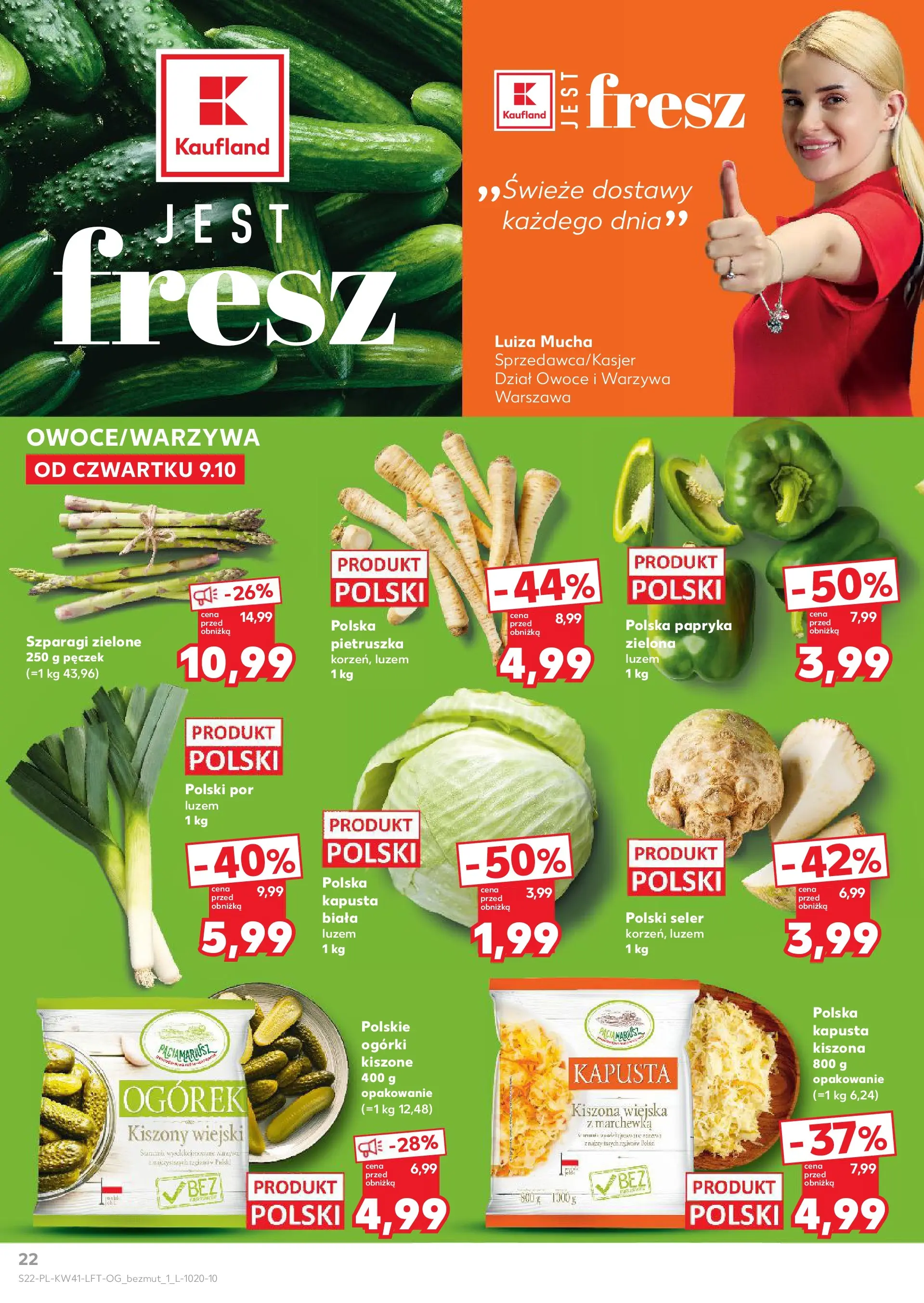 Kaufland gazetka od 09.10.2025 - od jutra PDF | Strona: 22 | Produkty: Kapusta, Szparagi, Marchewka, Owoce