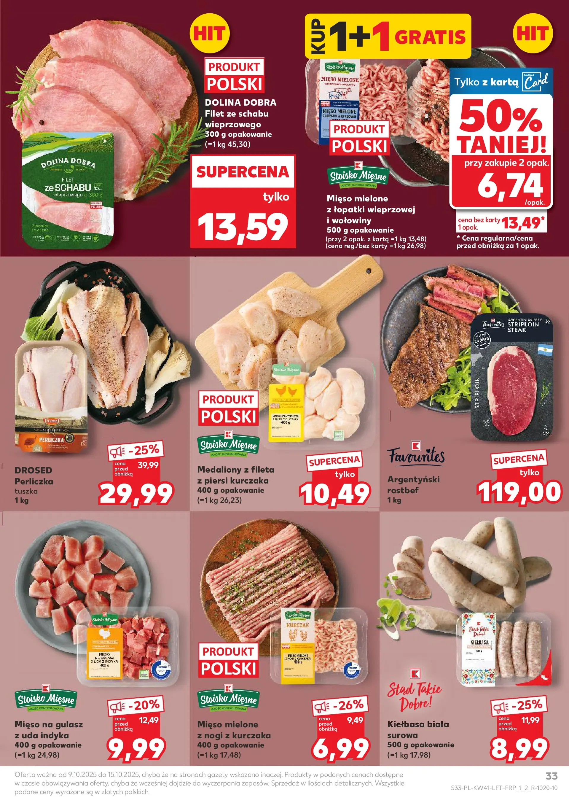 Kaufland gazetka od 09.10.2025 - od jutra PDF | Strona: 33 | Produkty: Kiełbasa, Karta, Gulasz, Perliczka
